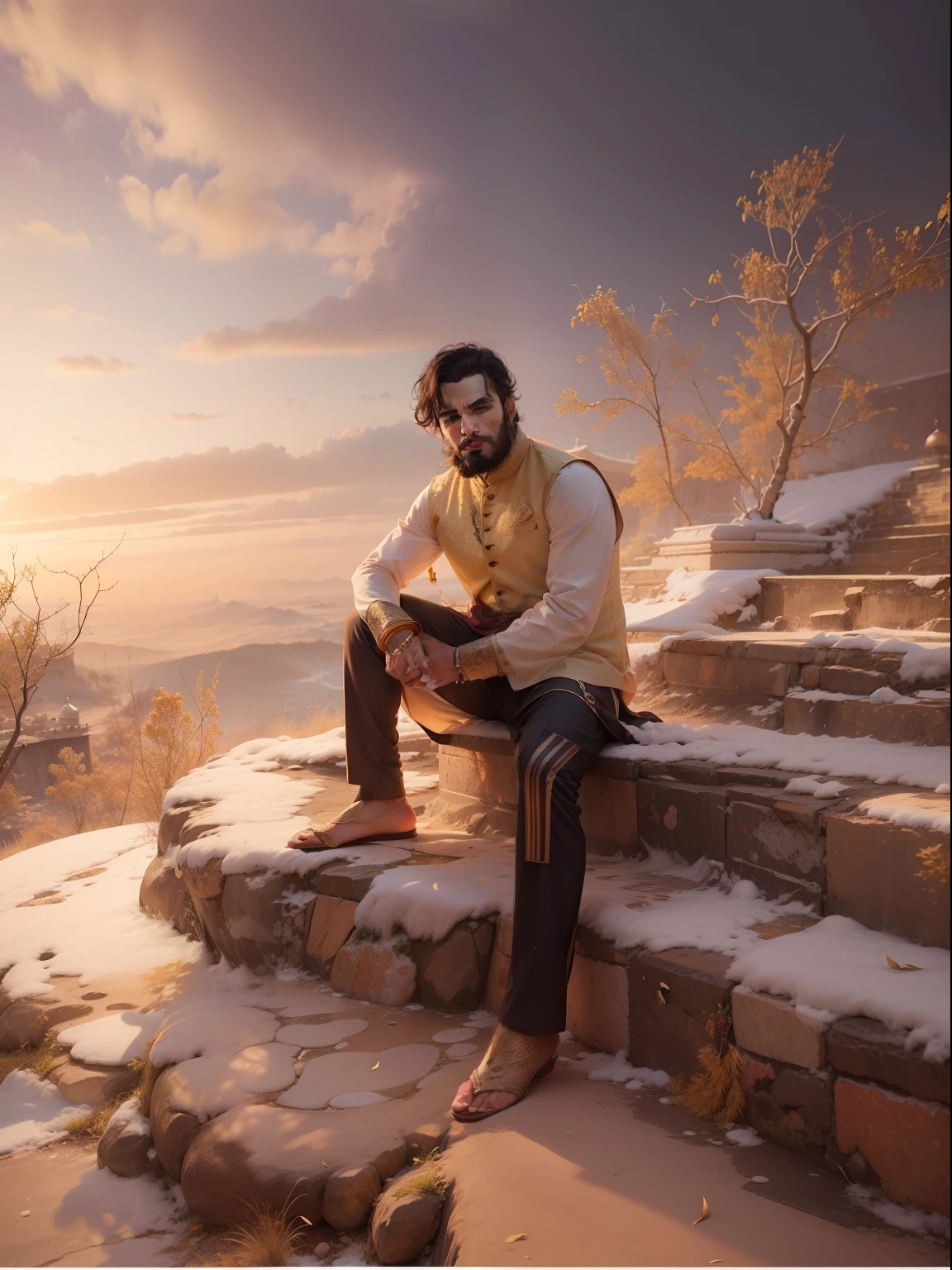 Change background background be like Mughal culture and handsome face 8k ultra real
