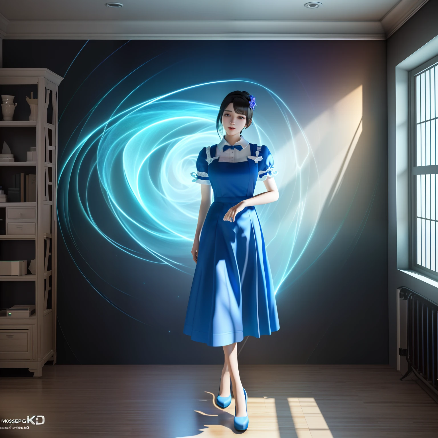 （Cartoon 3D：1.4），Masterpiece, Best quality, (Extremely detailed Cg Unity 8K wallpaper), (Best quality), (Best Illustration), (Best shadow), NPC maid full body portrait， Isometric 3D, rendering by octane,Ray tracing,Ultra detailed