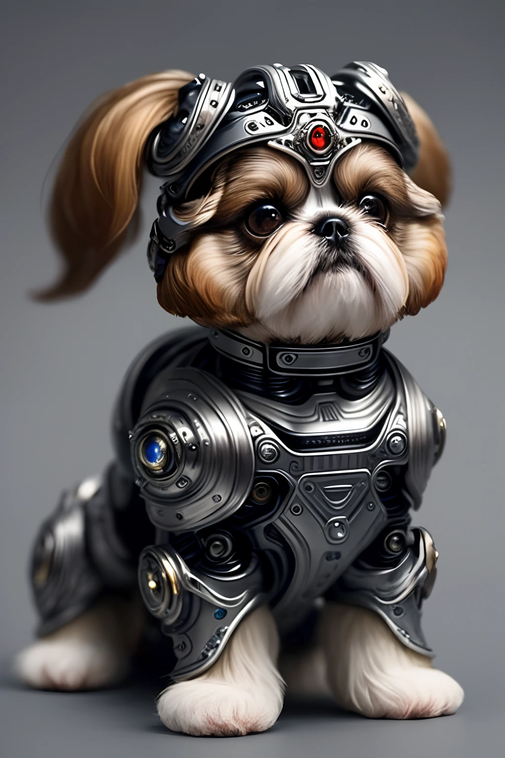 Cute Shih Tzu made of metal、(cyborgs:1.1)、([tailed|Details wire]:1.3)、(intricate-detail)、HDR、(intricate-detail、ultra-detailliert:1.2)、Movie shots、vignettes、central、