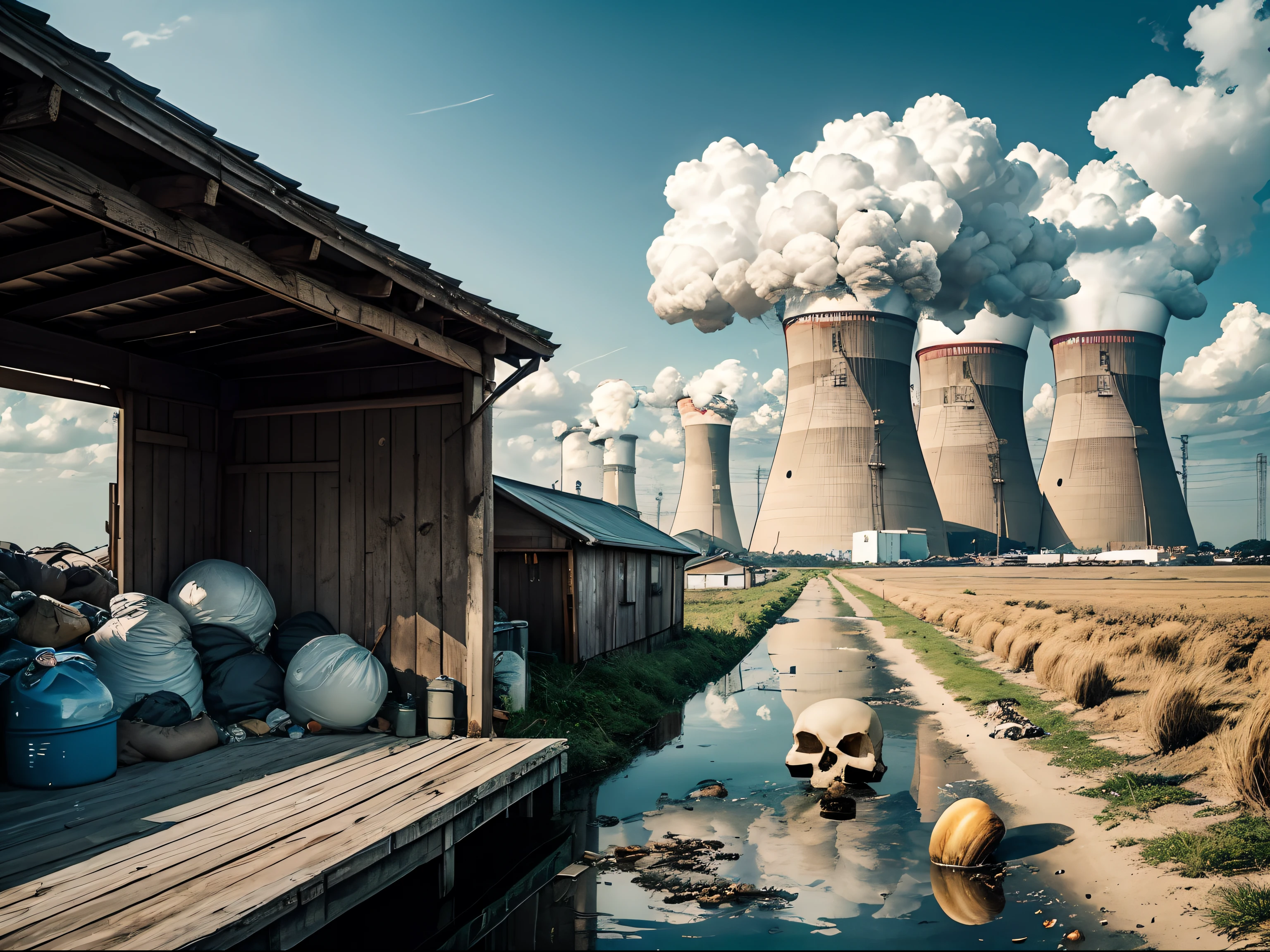 top-quality、 nuclear power plant、 mushroom clouds、 Contaminated water、 Mare、 pollution、 shed、 Skull