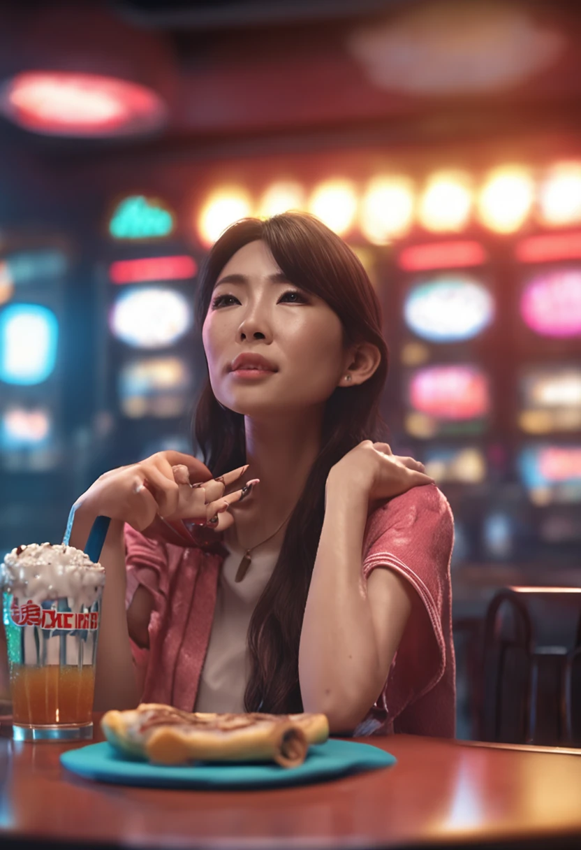 A Japanese Woman,3 girls, 20 years old , karaoke , beer , 3D, 8K, octane render, wide angle lens, high detail, sharp focus,