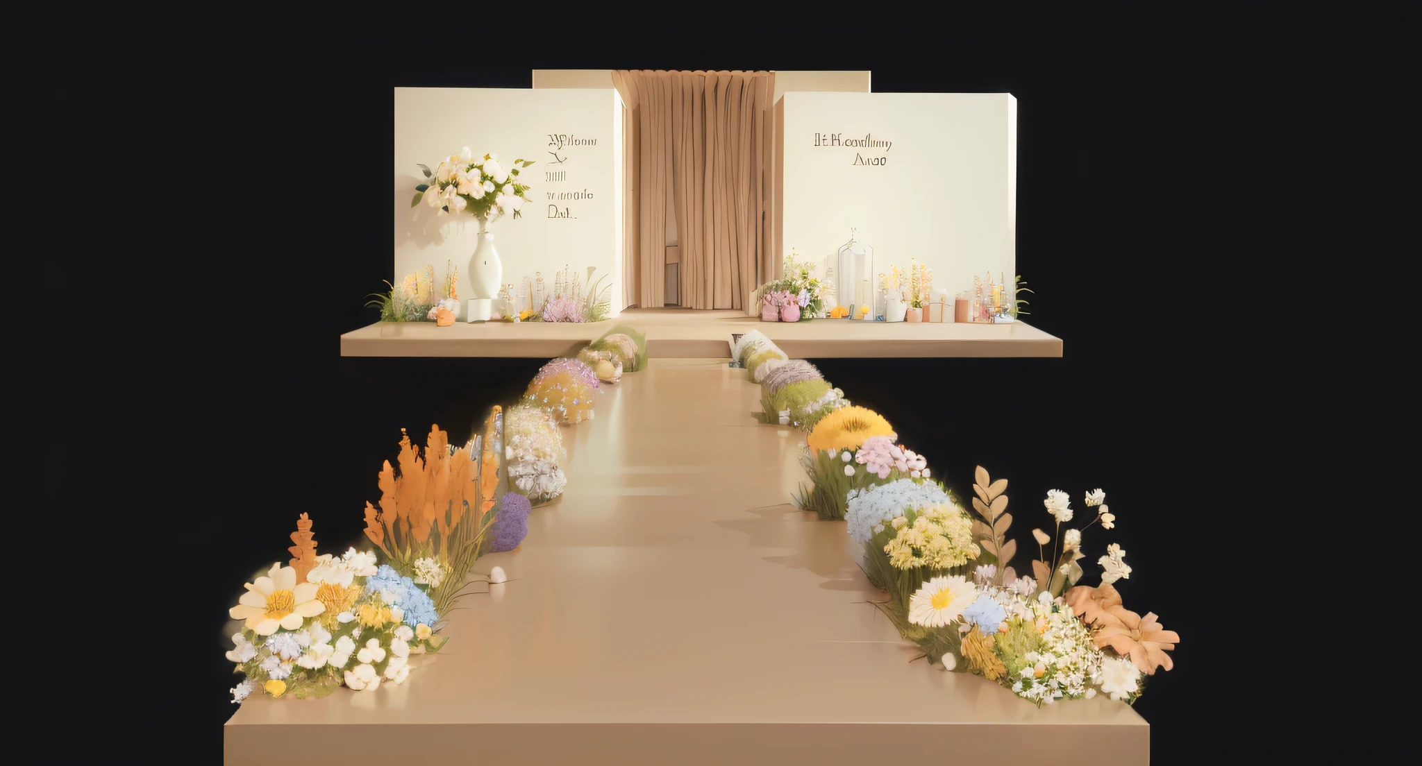 (((foster and partners,artist impression,artistic impression,Hamish MacDonald,Carey Morris,David Brewster,Higher detail illustration,Helen Berman,illustratio,A detailed illustration,Nick Fudge,Warren Mahi,artist impression))),Wedding design,Renderings,3Drenderingof,lot of flowers,small flower,The color is bright