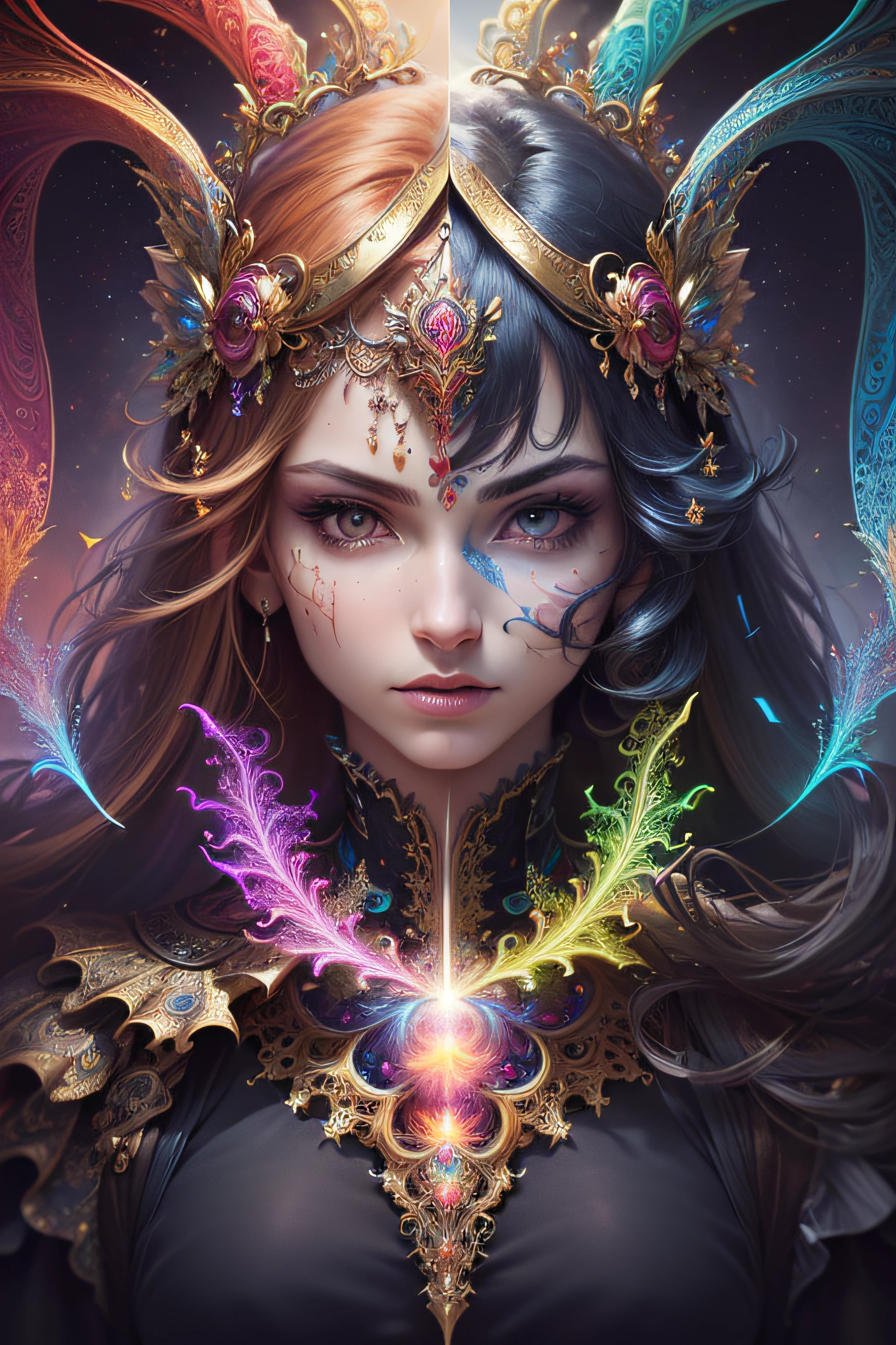 (masterpiece, top quality, best quality, official art, aesthetic:1.2), extreme detailed,(fractal art:1.3),colorful,highest detailed, sharp facial features, prince, princess, couple