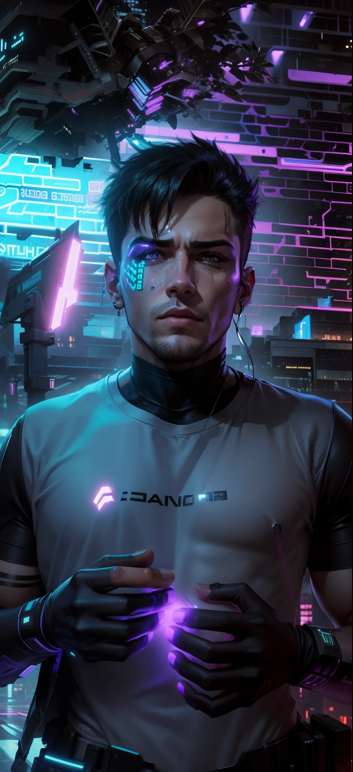 Change background cyberpunk handsome