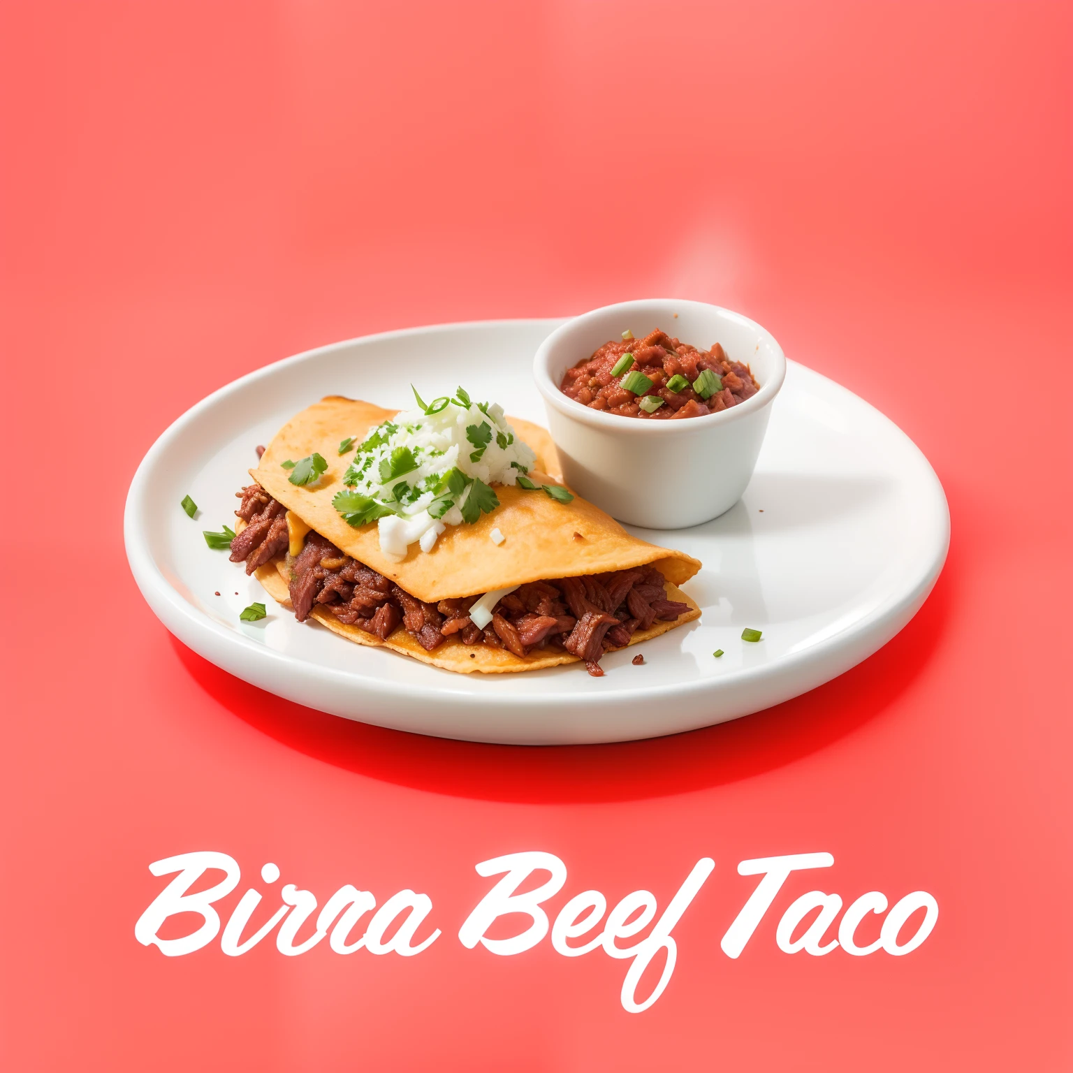 Fried taco with shredded beef, melted cheese, finely diced onions, and a pinch of cilantro, on a pink backdrop infinity (8k high resolution) (melhor qualidade) (Ultra Definition) (Ultra realista)(Foto RAW) (Foto realista) (bright illumination)