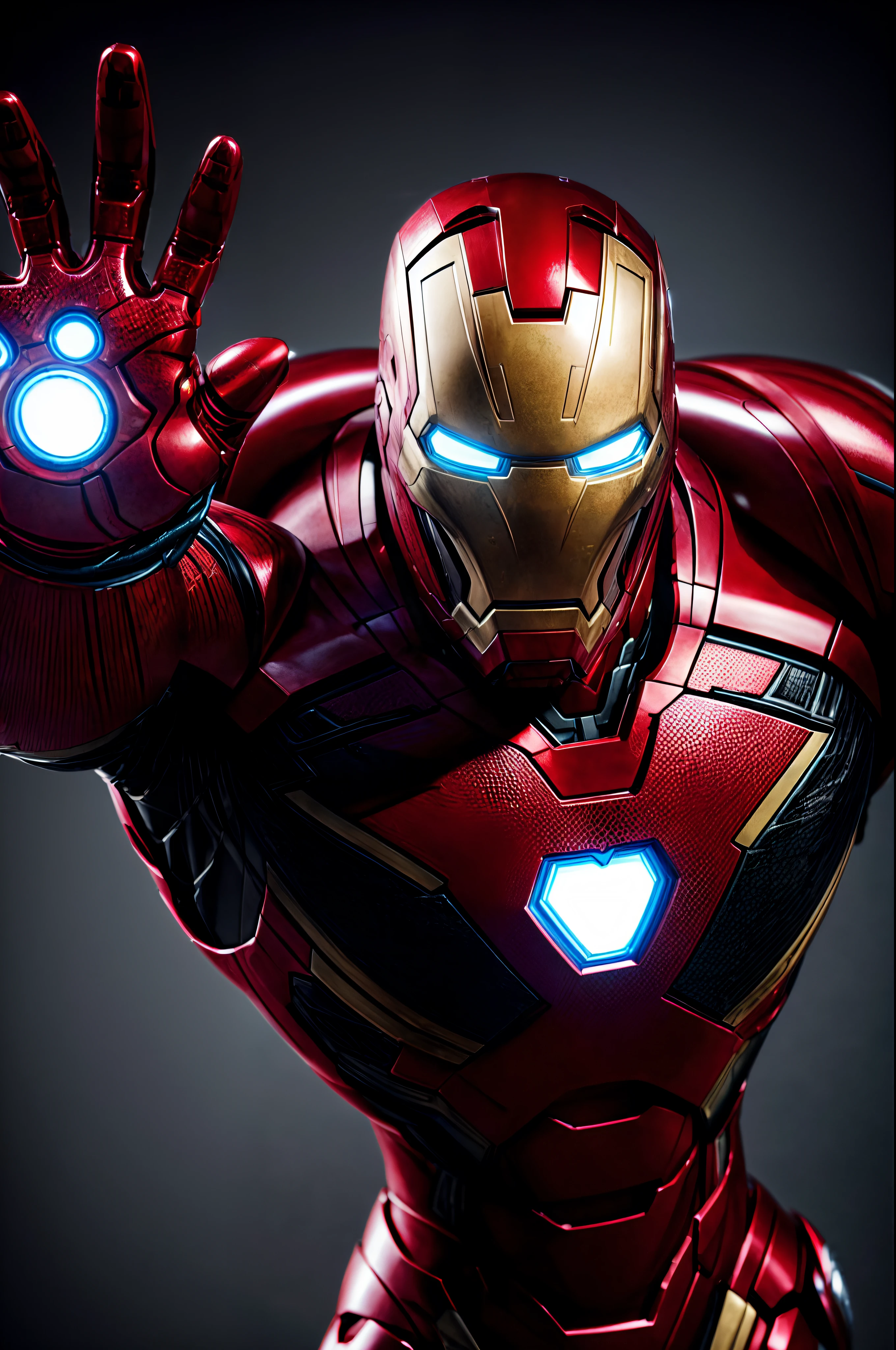 An intricate image of angry Ironman and venom, skipping rope, extremely detailed suit, micro-details, photorealism, one light, dark photo, deep shadows, shallow depth of field, photorealistic, Surrealism, high quality, masterpiece, 8k, 8k, super detail, full body portrait, extremely muscular, body builder, scratched, dented, battle scars, flying with his boosters