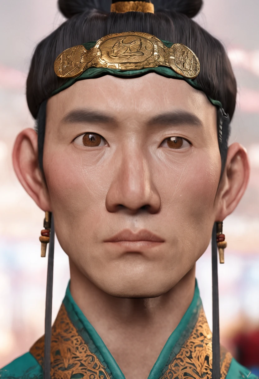 of a real,Facial features are carefully depicted,Realistic skin texture,Men in ancient China wearing Tang dynasty costumes,(male people:1.4),closeup cleavage,head portrait,Pout,Black eyes,cabelos preto e longos,depth of fields,dynamic blur,high light,Real light,Ray traching,oc rendered,Hyper-realistic,best qualtiy,8K,Works of masters,super-fine,Detailed pubic hair,Correct anatomy,sharp focus on eyes,Bokeh,Facial features are carefully depicted