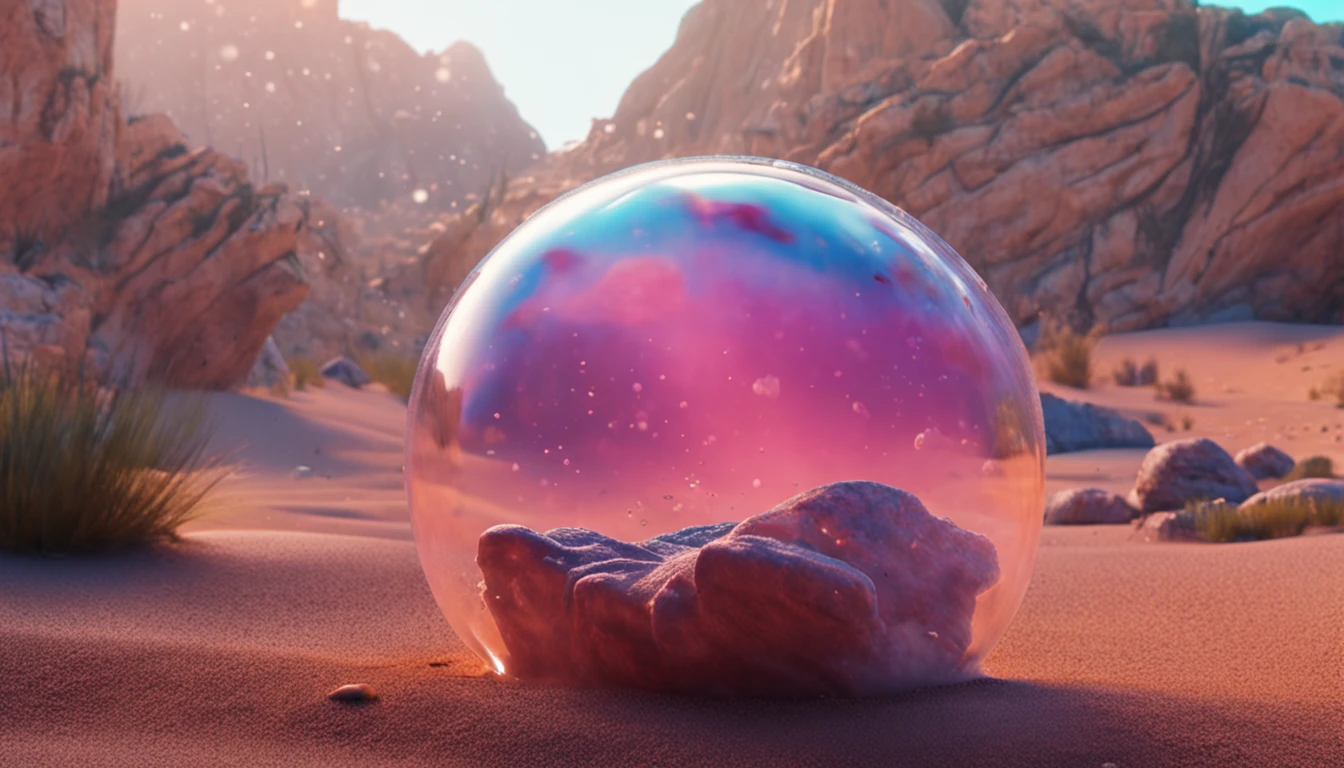bubble with sand inside