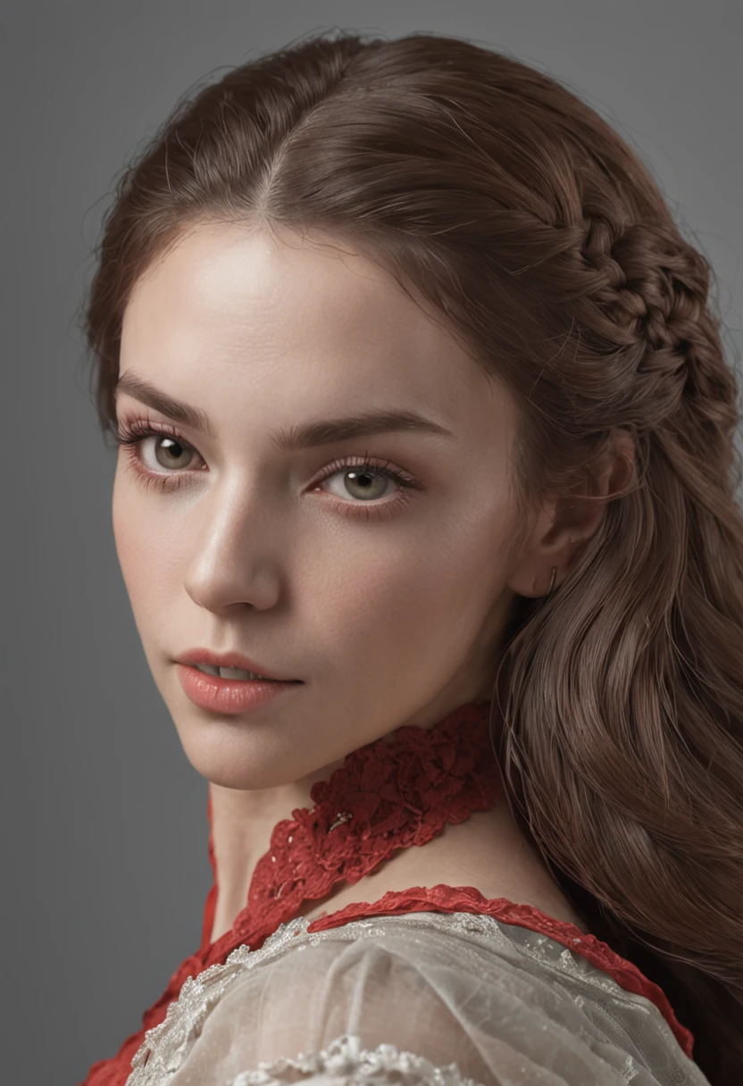 Portrait of a beautiful female from 1700, Rosto detalhado perfeito, detailed symmetric circular iris, cabelos longos, cabelos pretos, Realistic, olhos greem, stunning realistic photography Norwegian character, 3D-rendering, octan render, intrinsecamente detalhado, Cinematic lighting, Foto de capa hiper detalhada centralizada, awesome full color, Hand drawn, Escuro, lo gothic, corajoso, 12k, High definition, cinemactic, Neoprene, Vencedor do concurso Behance, Retrato em destaque no Unsplash, arte digital estilizada, estilo de arte anime, liso, Ultra High Definition, 8k, Motor Unreal 5, Ultra sharp focus, obra-prima de arte intrincada, agourento, epics, TanvirTamim, trending on ArtStation, altamente detalhado, vibrante