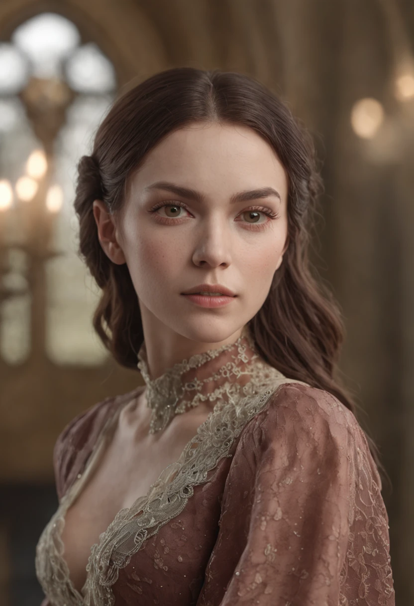 Portrait of a beautiful female from 1700, Rosto detalhado perfeito, detailed symmetric circular iris, cabelos longos, cabelos pretos, Realistic, olhos greem, stunning realistic photography Norwegian character, 3D-rendering, octan render, intrinsecamente detalhado, Cinematic lighting, Foto de capa hiper detalhada centralizada, awesome full color, Hand drawn, Escuro, lo gothic, corajoso, 12k, High definition, cinemactic, Neoprene, Vencedor do concurso Behance, Retrato em destaque no Unsplash, arte digital estilizada, estilo de arte anime, liso, Ultra High Definition, 8k, Motor Unreal 5, Ultra sharp focus, obra-prima de arte intrincada, agourento, epics, TanvirTamim, trending on ArtStation, altamente detalhado, vibrante
