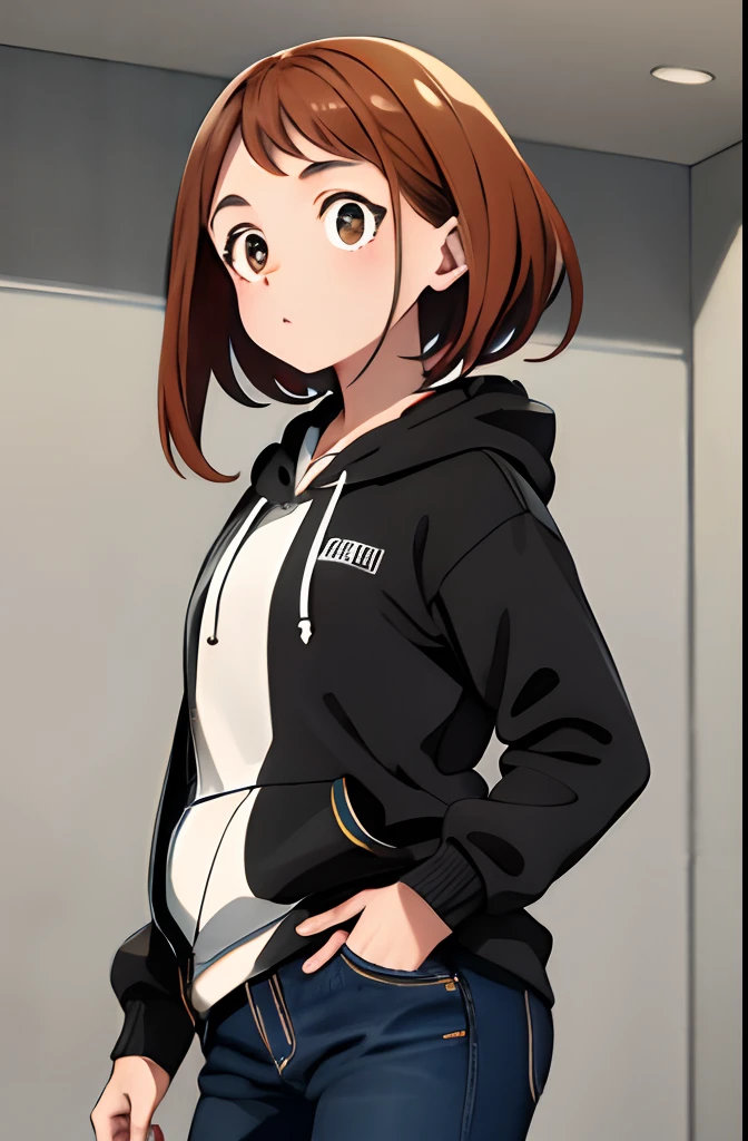 Nene Kasaki々、Shiny brown hair, short hair, 美しいBrown eyes、smile、Sparkling eyes, (fine grain)、Very fine eye、Highly detailed face, Highly detailed eyes,
(masterpiece:1.3, Highest quality, Ultra-high resolution, Super detailed), Cowboy Shot、
One woman,1 girl, alone, masterpiece, Highest quality, 8k wallpaper,
Fine and beautiful eyes, 1 girl, chest, Looking at the audience, blush, Brown Hair, Brown eyes, large chest, Medium Hips, Baggy thighs, Red hoodie,
