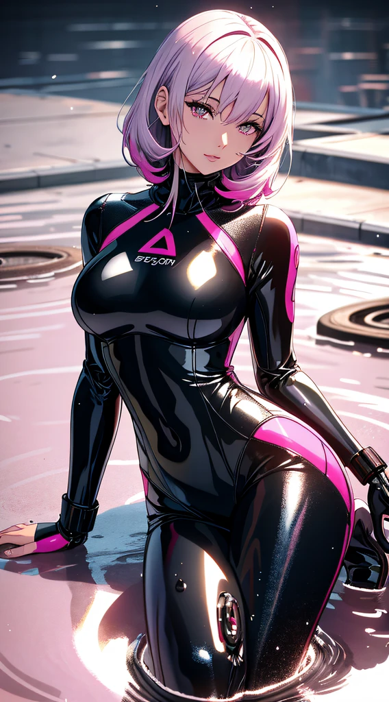 "(((Solo))), masterpiece, exceptional quality, mid-range photo of Spider-Gwen (with Big Boobs and Ass), dynamic fighting pose, dynamic angle, shocking, full heroic costume, brightly colored hair, background with perspective framing to increase depth." --auto --s2