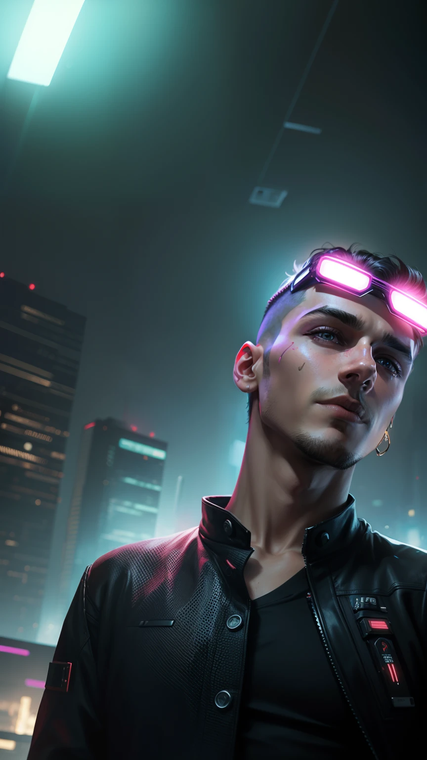 Change background cyberpunk,handsome boy,realistic face,14k