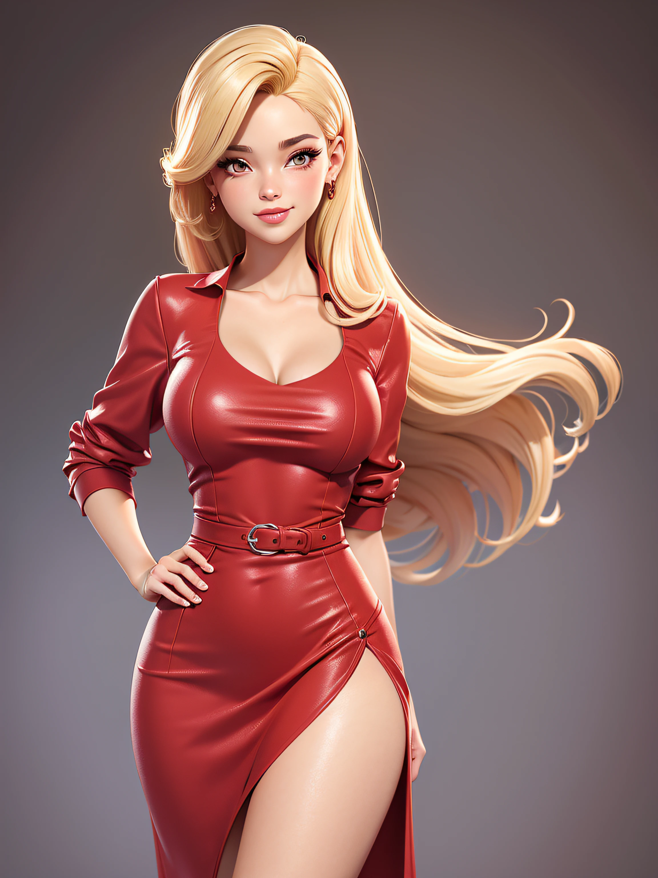 ??????????? corpo inteiro, vestido vermelho, blonde hair, olhar chamativo, Estilo dos desenhos animados dos anos 50, imagem vetorial, sem antecedentes, estilo clip-art