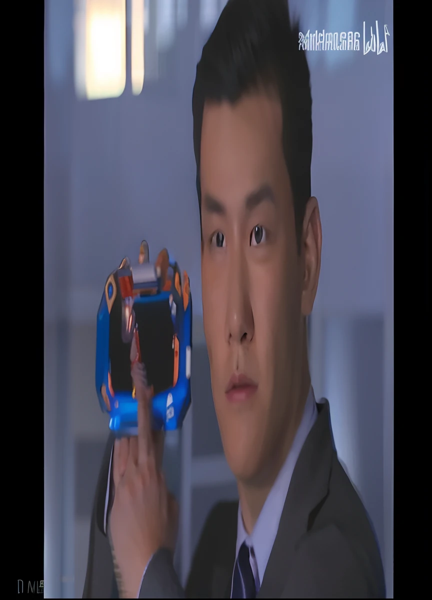 Man in suit holding a shapeshifter，He was about to transform into an armored warrior
