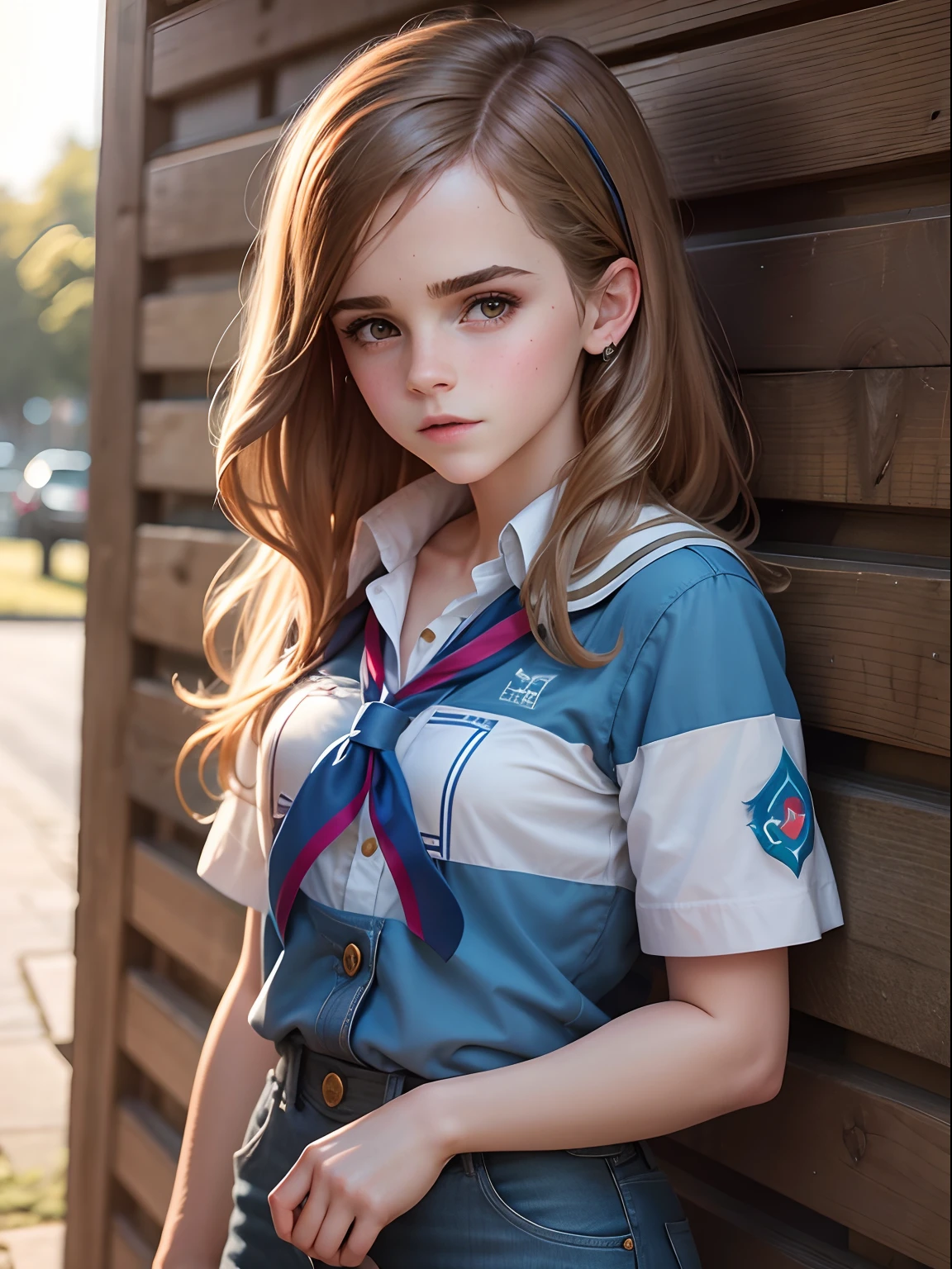 teen Emma Watson dressed as a British girl guide