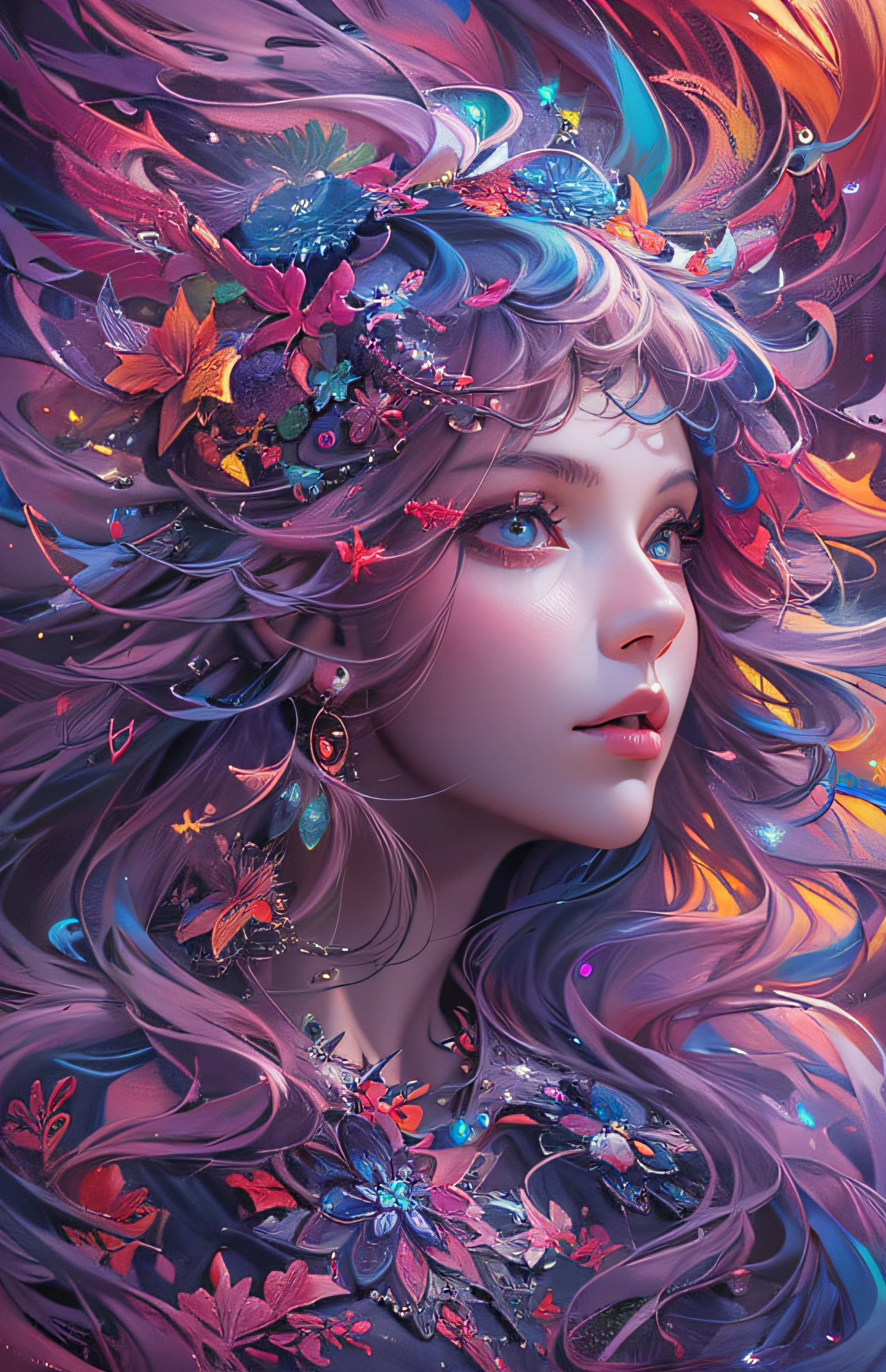(masterpiece, top quality, best quality, official art, beautiful and aesthetic:1.2), (1girl), extreme detailed,(fractal art:1.3),colorful,highest detailed