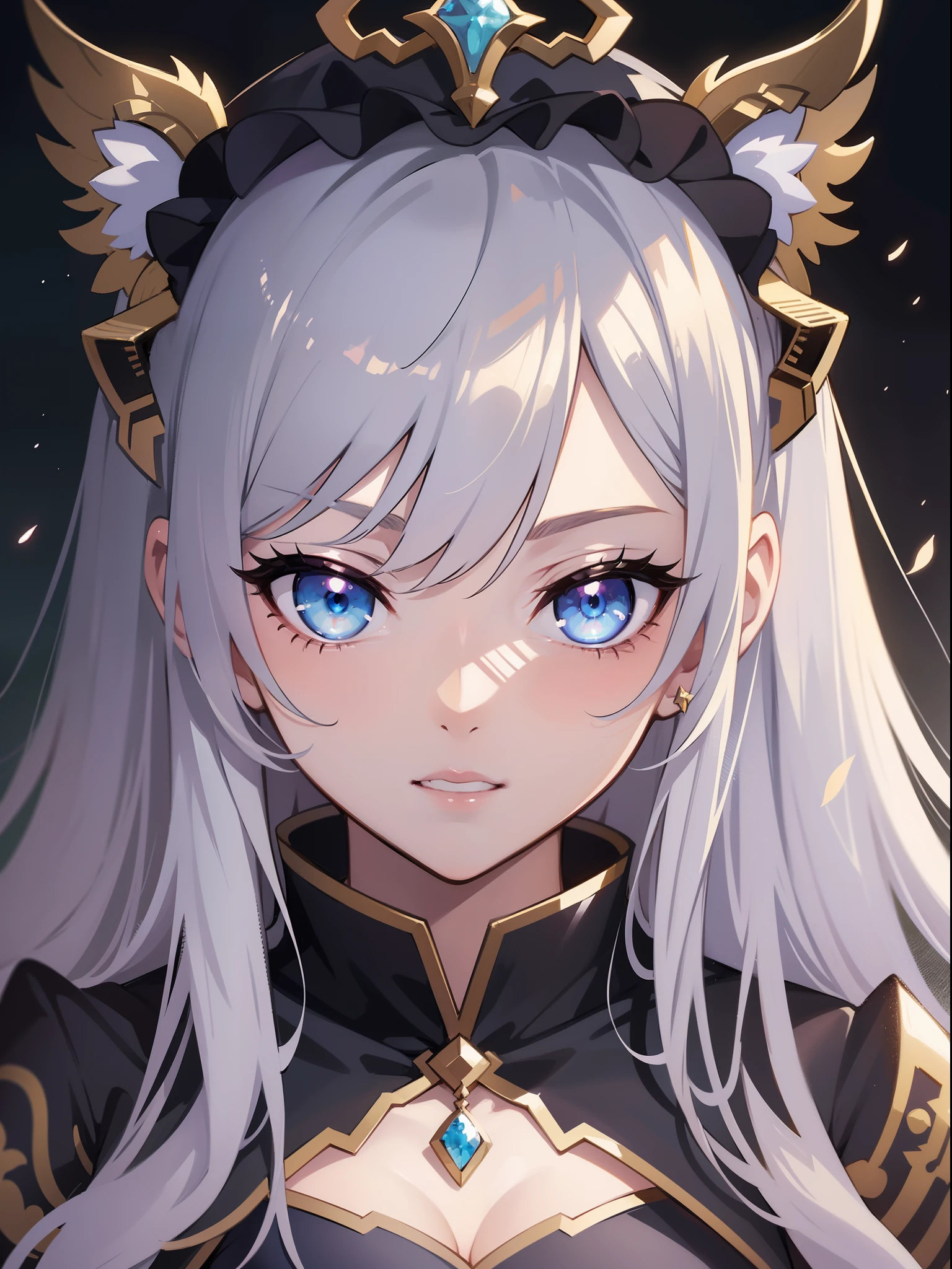 Close-up of face,Diagonal angle., complex details beautiful and delicate eyes, anime girl with long white hair and blue eyes posing for a picture, shadowverse style, smooth anime cg art, sayori, detailed digital anime art, guweiz, sui ishida art manga, shadowverse, official artwork, pixiv style, detailed anime artwork, artbook artwork, seductive anime girl, sougetsu, detailed anime character art, waifu