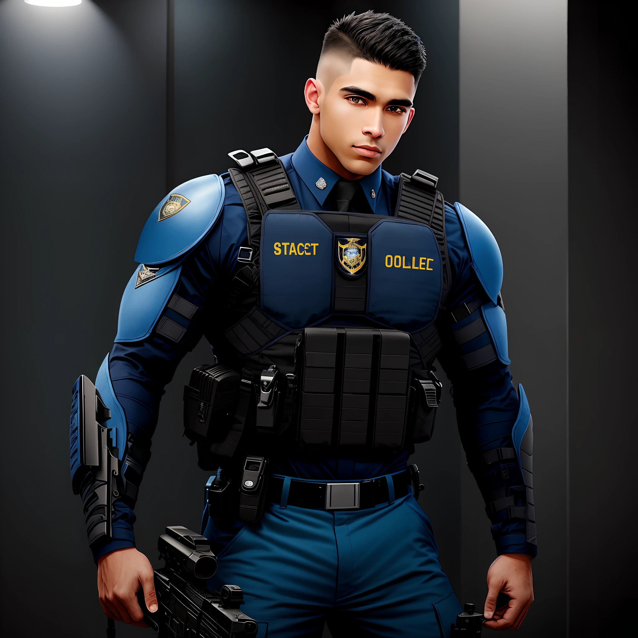 Blue and black male SWAT officer