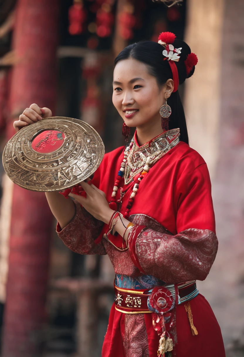 Private Channel 
Img2Img
arafed woman in a red dress and white hat holding a red object, traditional tai costume, wearing authentic attire, traditional costume, traditional clothes, traditional clothing, traditional dress, wearing traditional garb, a young female shaman, beautiful himalayan woman, sukhothai costume, traditional chinese clothing, she is dressed in shaman clothes, authentic costume, tai costume, chinese woman