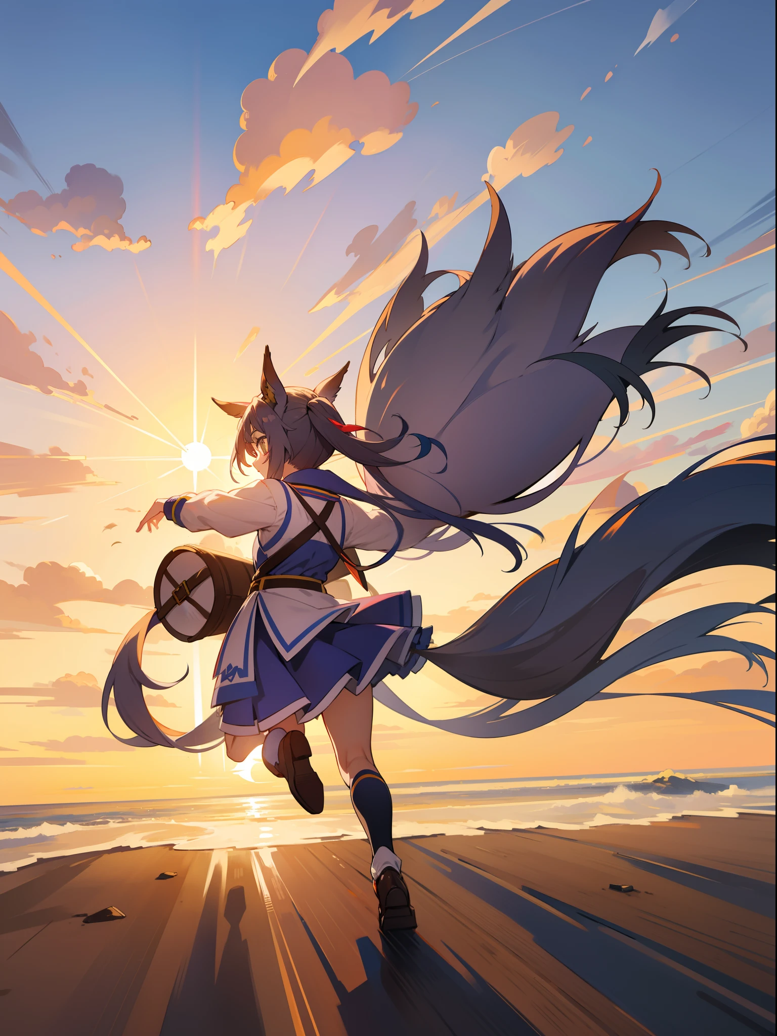 Uma Musume、horse ear、Horse tail、etsuei, can run after the sun, cross the shadow