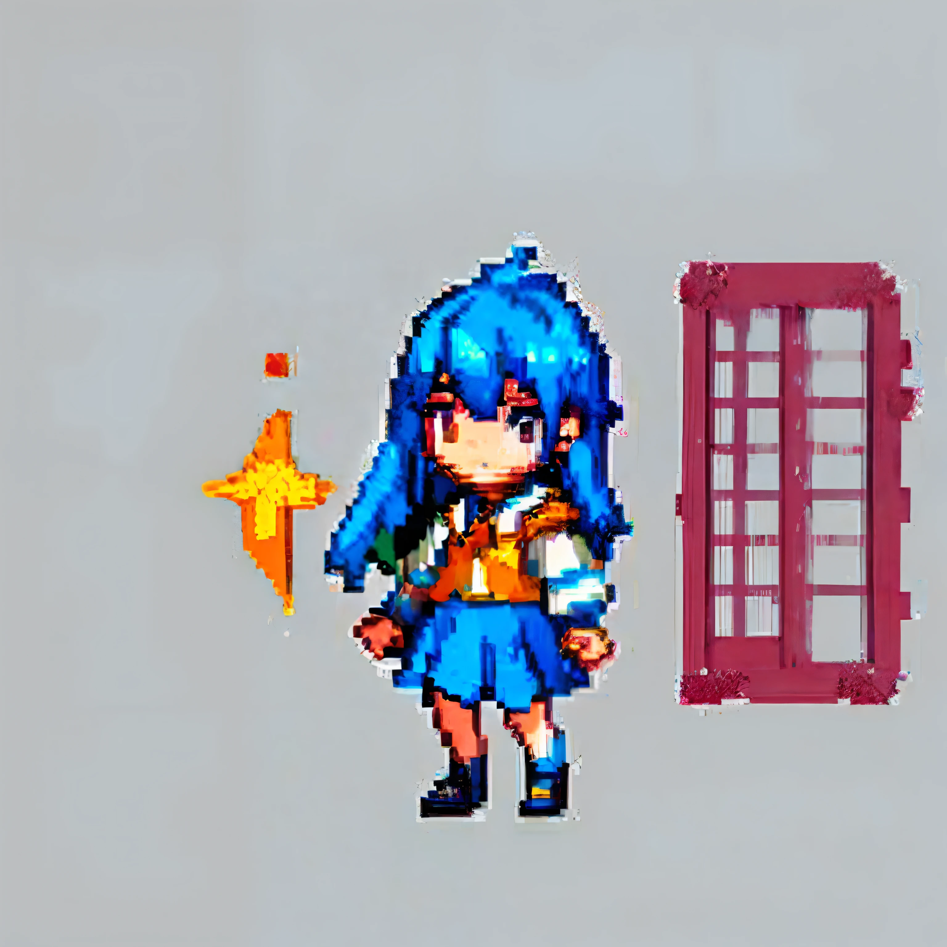 A blue-haired girl,There are dull hairs on the head,head portrait,quadratic element,long whitr hair,a sailor suit