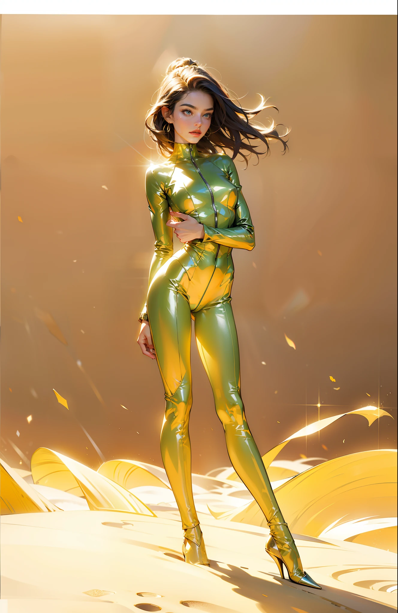 Budica's Etani, Green sexy Celtic, Beautiful hair, Sexy, Beautuful Women, Celtic makeup, Ginger,Woman in tights, thin bodysuit, Wear green jumpsuits, photo of slim girl model, shaxi, elegant gold body, iridescent shiny sheer lingerie, glistening body, tightsuit, jia, muted colored bodysuit, fit dainty figure, Beautiful model figure