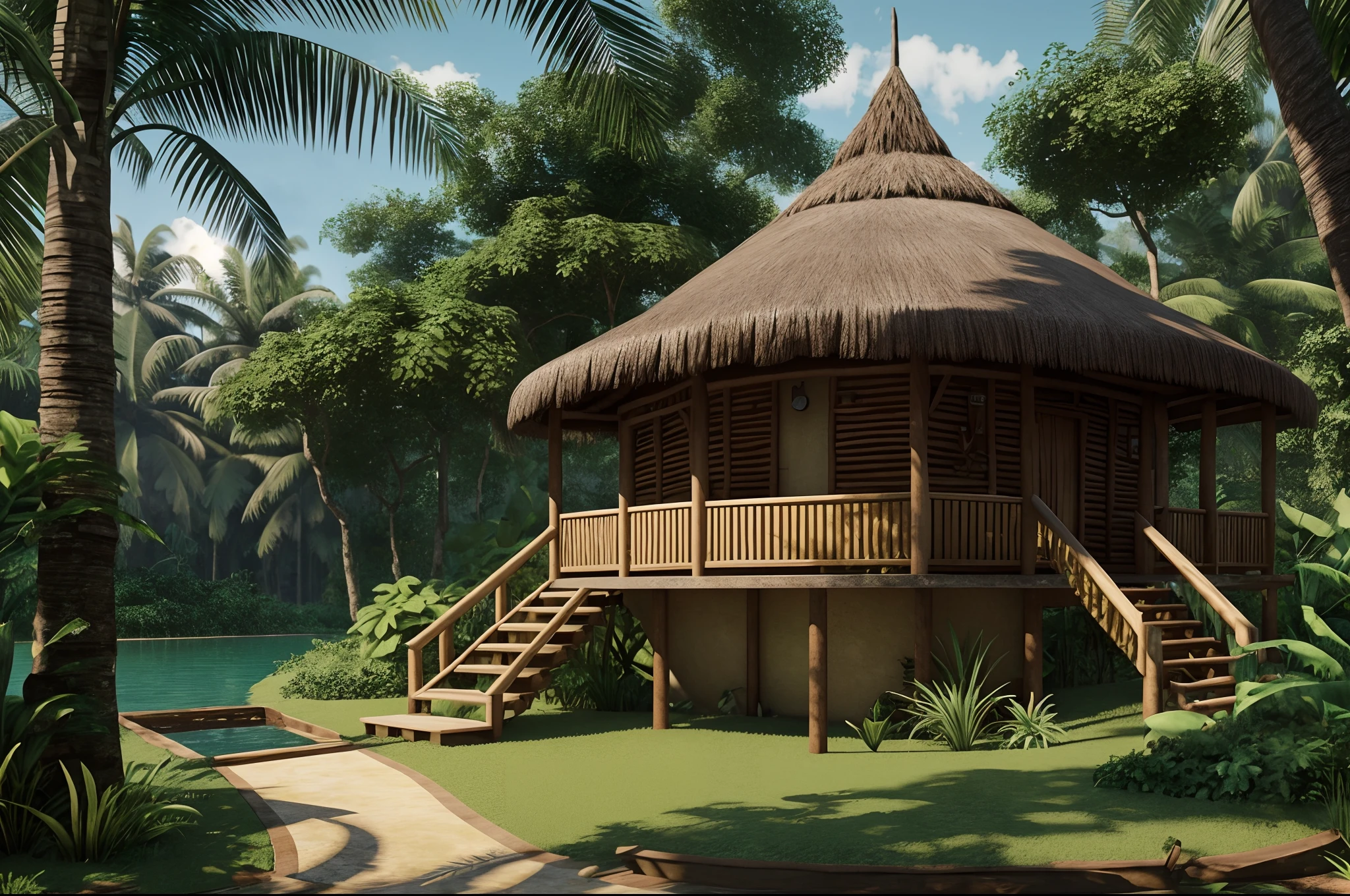 Jungle hut, hyper realisitc, hiquality, Photo Realism, 128k, UHD