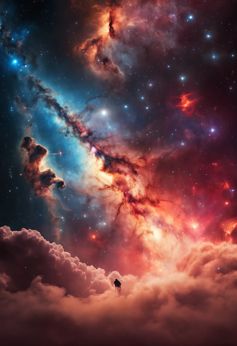 Spectacular molecules that came from outer space, floating in the middle of our galaxy in the center of the Milky Way, inside cosmic clouds of gas that swirls, NASA Discovery, dramatic lighting
Best quality,masterpiece,ultra high res, no humans, cloud, red eyes, horns, open mouth, sky, fangs, eastern dragon, cloudy sky, teeth, flying, fire, bird, wings