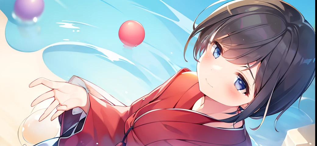 、girl with、short-hair、Yukata、Water balloons