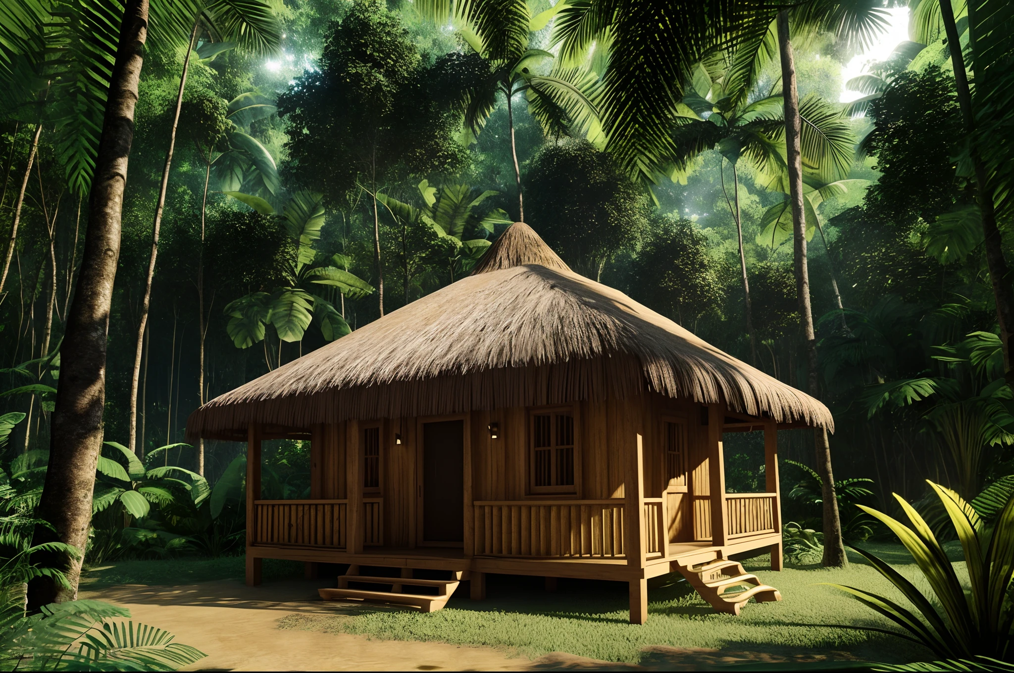 Jungle hut, hyper realisitc, hiquality, Photo Realism, 128k, UHD
