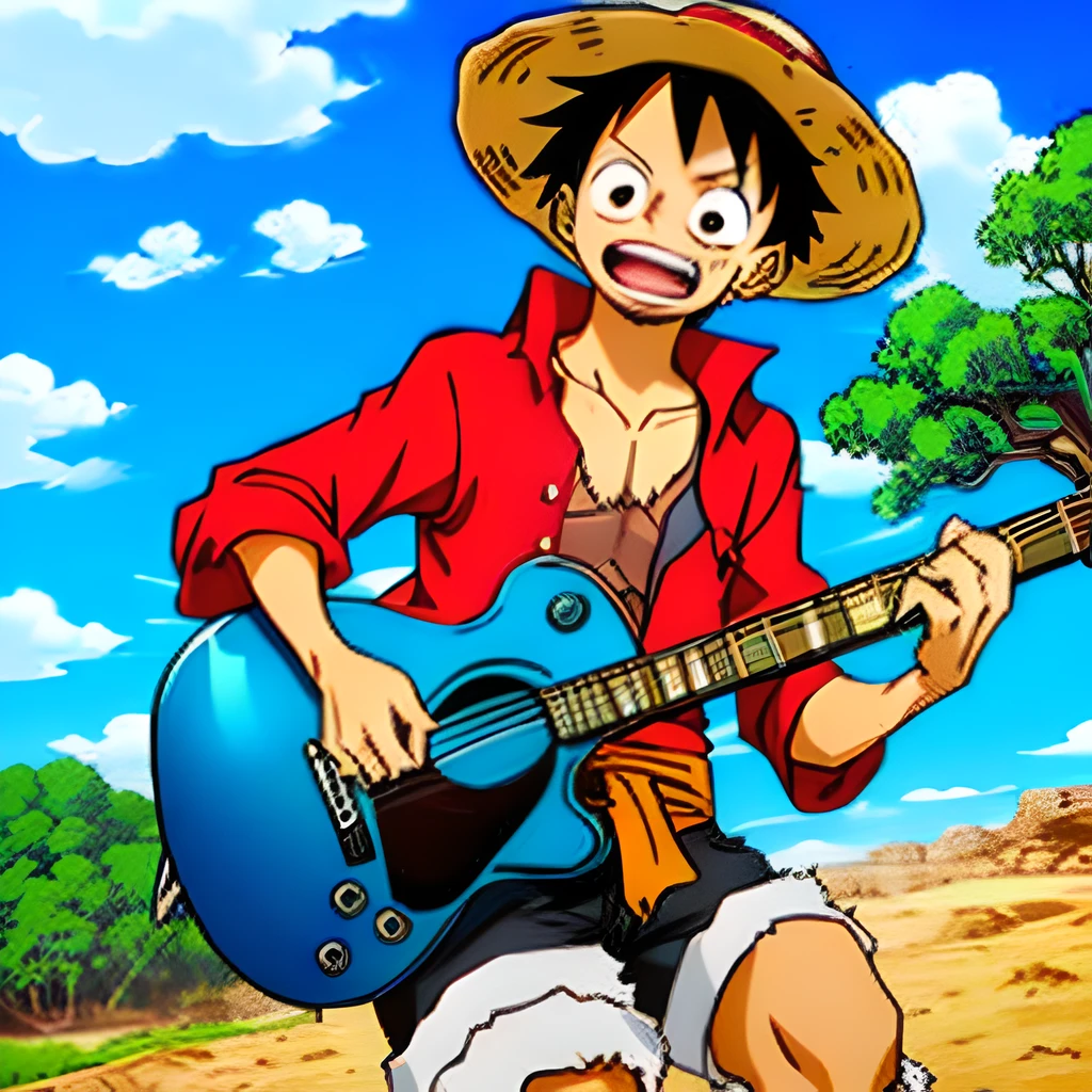 Going Merry; Monkey D. Luffy tocando Ukulelê, by Genevieve Naylor