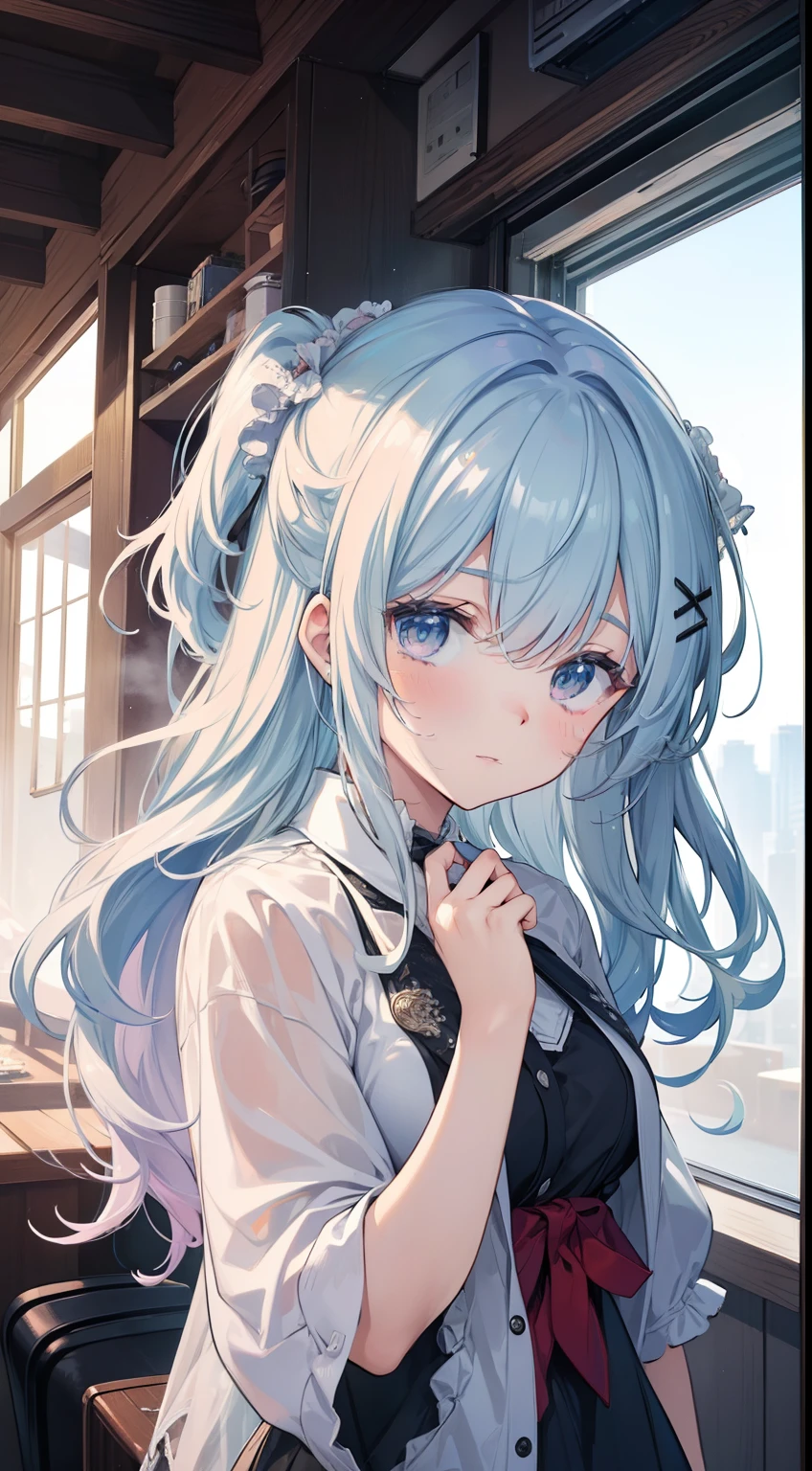 (((Best Quality))), ((Ultra-detailed)), ((Illustration)), ((disheveled hair)), ((frilld)), (1 girl), (Solo),