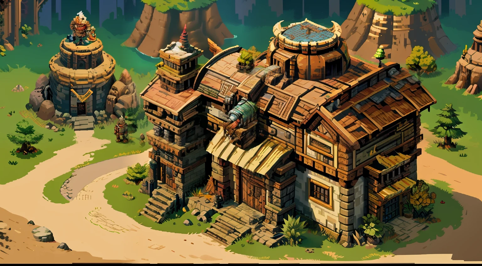 Horizontal pixel games,(Pixel art:1.4),Q version《dungeons and dragons》,borgar,warrior,Armor,The tree,Wagas,Steps,Monsters,Wasteland,drak,((best qualtiy)),super-fine,8K,A detailed,acurate