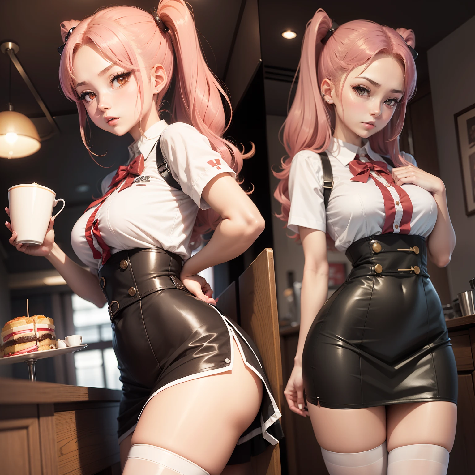 Anime girl, (narrow waist), waitress