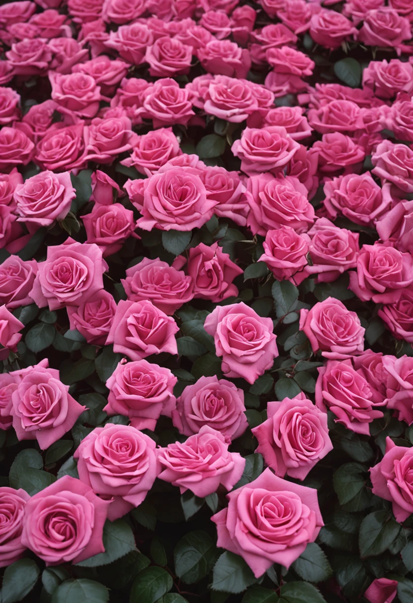 Rose wall outside the house，Pink rose wall，Rose ground，brightly。