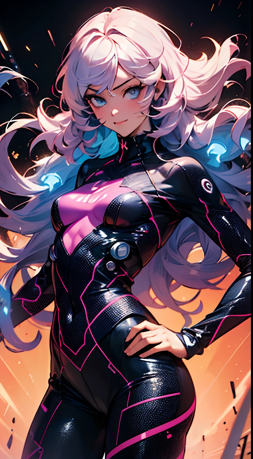 Anime, Girl, (((1girl))), Mecha Musume, Techwear, Divine Techno-Aura, Divine Techno-Halo, (((Hyperdimension Neptunia, CPU Waifu))), (((Vibrant White Hair, Long Hair, Wild Hair))), ((Vibrant Light Purple Eyes eyes:1.3, Upturned Eyes: 1, Perfect Eyes, Beautiful Detailed Eyes, Gradient eyes: 1, Finely Detailed Beautiful Eyes: 1, Symmetrical Eyes: 1, Big Highlight On Eyes: 1.2, Power Symbol Inside Iriat)), (((Lustrous Skin: 1.5, Bright Skin: 1.5, Skin Fair, Shiny Skin, Very Shiny Skin, Shiny Body, Plastic Glitter Skin, Exaggerated Shiny Skin, Illuminated Skin))), (Detailed Body, (Detailed Face)), Young, (Best Quality), Stockings, Serious Disposition, High Resolution, Sharp Focus, Ultra Detailed, Extremely Detailed, Extremely High Quality Artwork, (Realistic, Photorealistic: 1.37), 8k_Wallpaper, (Extremely Detailed CG 8k), (Very Fine 8K CG), ((Hyper Super Ultra Detailed Perfect Piece)), (((Flawlessmasterpiece))), Illustration, Vibrant Colors, (Intricate), High Contrast, Selective Lighting, Double Exposure, HDR (High Dynamic Range), Post-processing, Background Blur