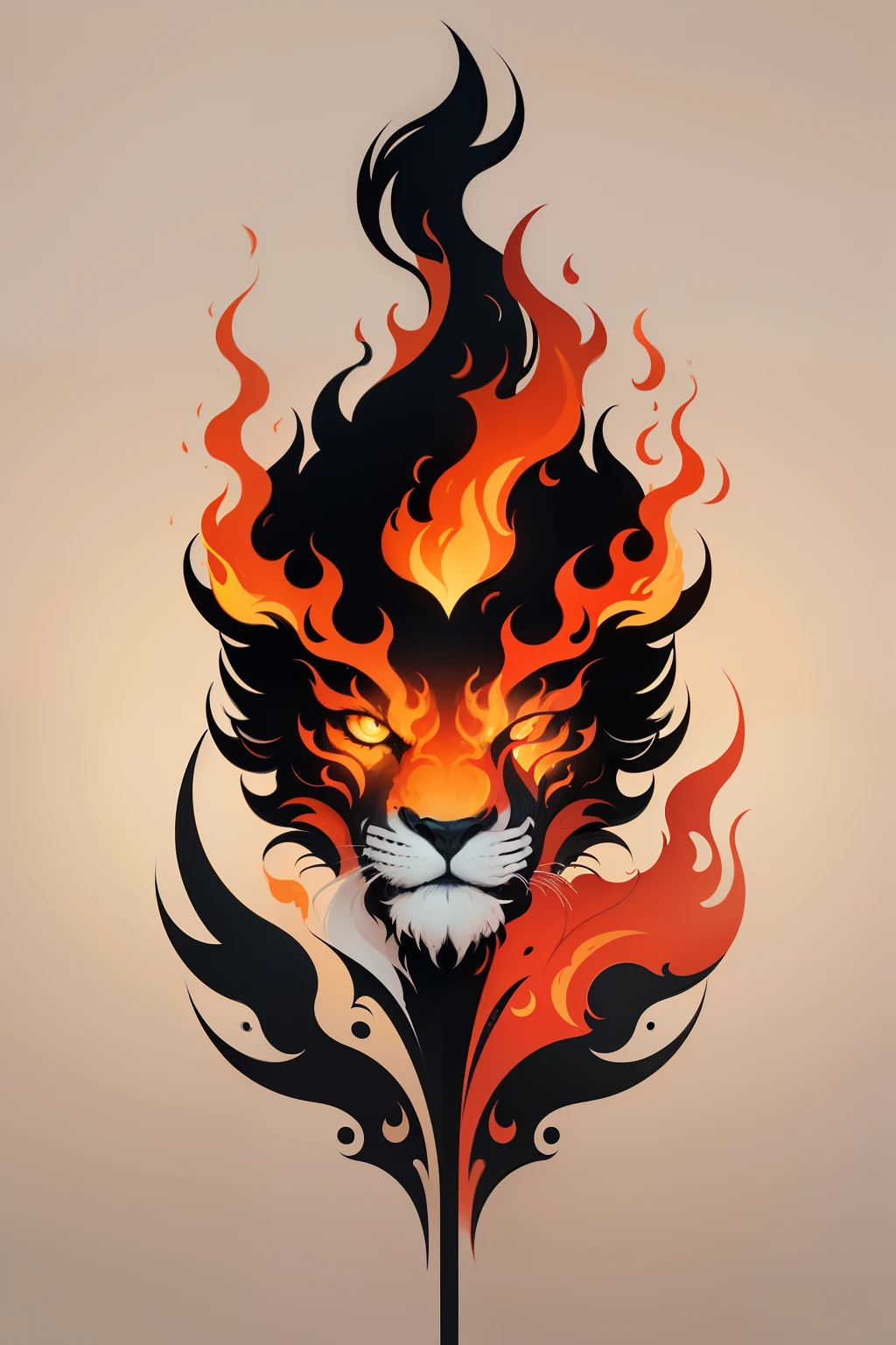 impresionante, arte vectorial, Creative logo design, logotipo leon de fuego, Artistic logo of Fire Line, Color design, Minimalista y puro - fuego , agregar efecto al final