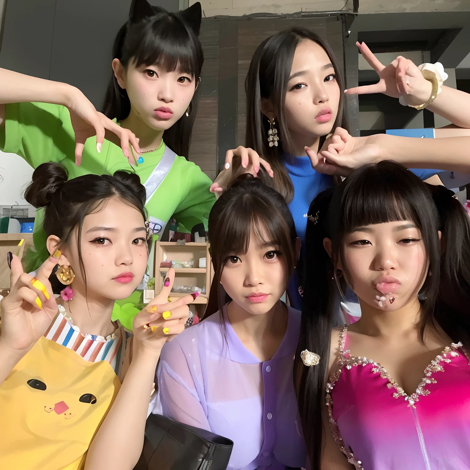 several asian girls posing for a picture in a restaurant, official, e - girl, e-girl, blackpink, 2 0 2 0 fashion, profile pic, ulzzang, official fanart, official artwork, 😭 🤮 💕 🎀, taken in 2022, fanart, lalisa manobal, ƒ5.6, photoshoot, 8k))
