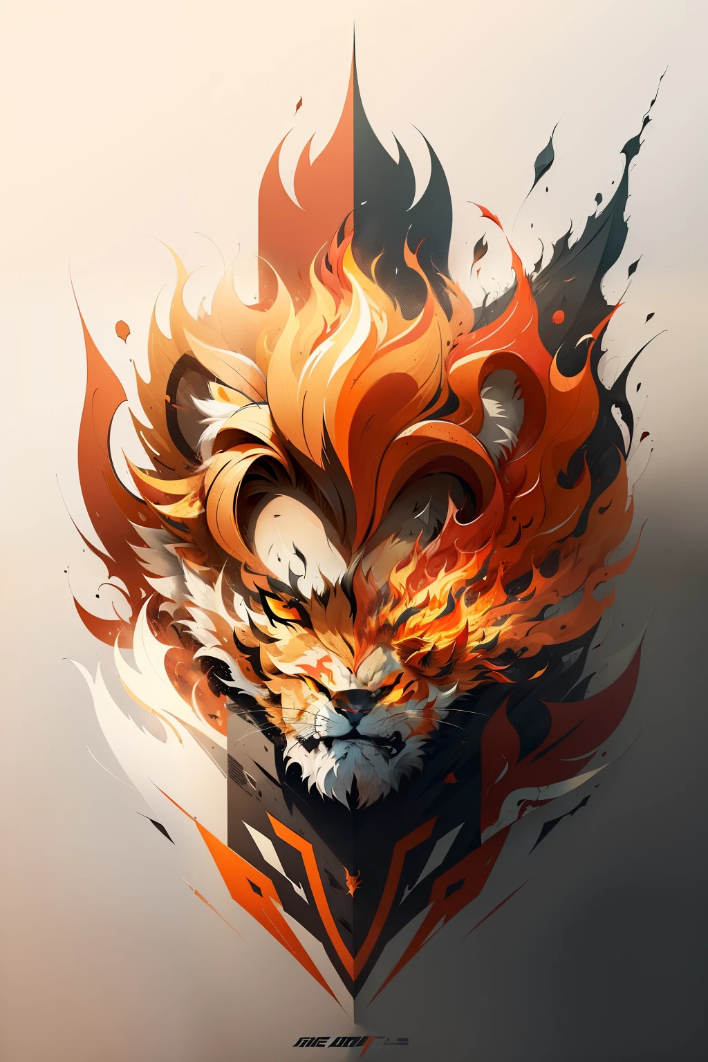 impresionante, arte vectorial, Creative logo design, logotipo leon de fuego, lion side face,jArtistic logo of Fire Line, Color design, Minimalista y puro - fuego , agregar efecto al final