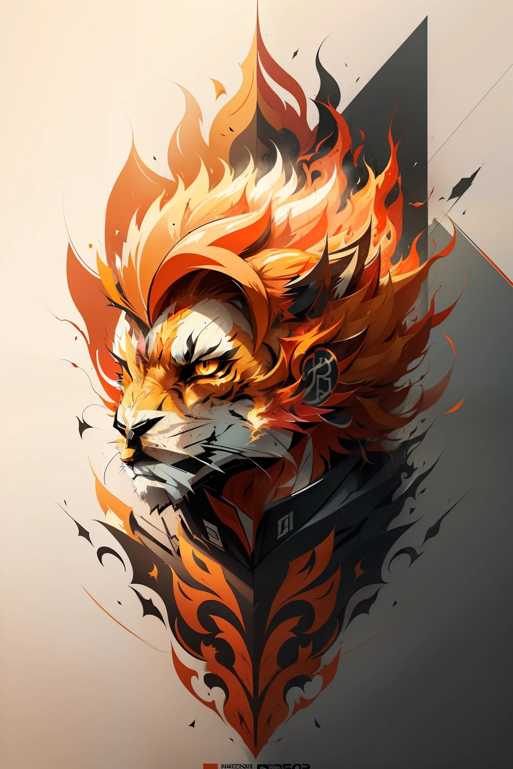 impresionante, arte vectorial, Creative logo design, logotipo leon de fuego, lion side face,jArtistic logo of Fire Line, Color design, Minimalista y puro - fuego , agregar efecto al final