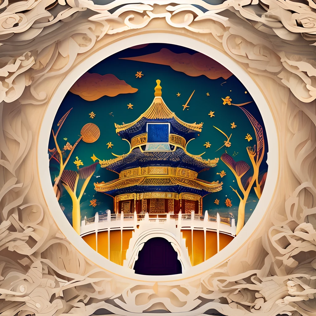 mdjrny-pprct,Chinese architecture, gardens, mountains and rivers, clouds, (high detailed:1.2)