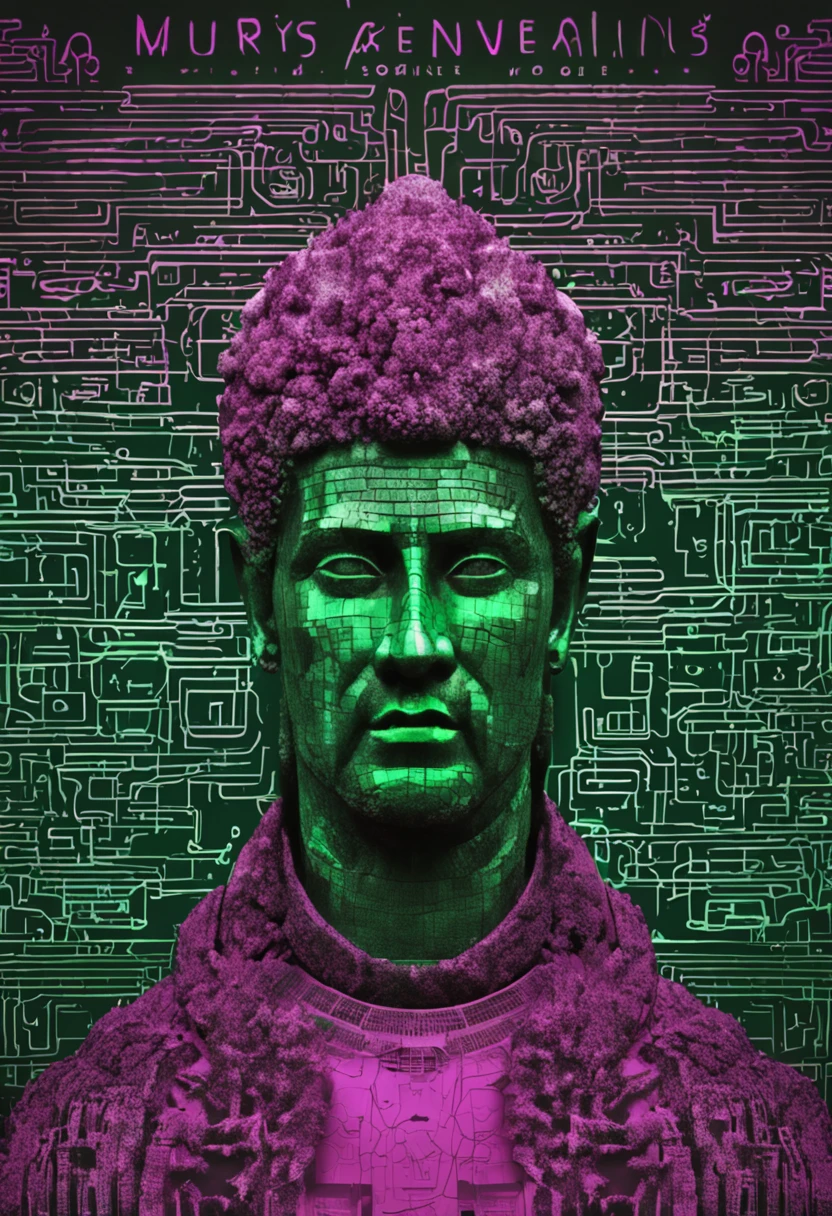 Marcus Aurelius , Binary code in the background , Black and green