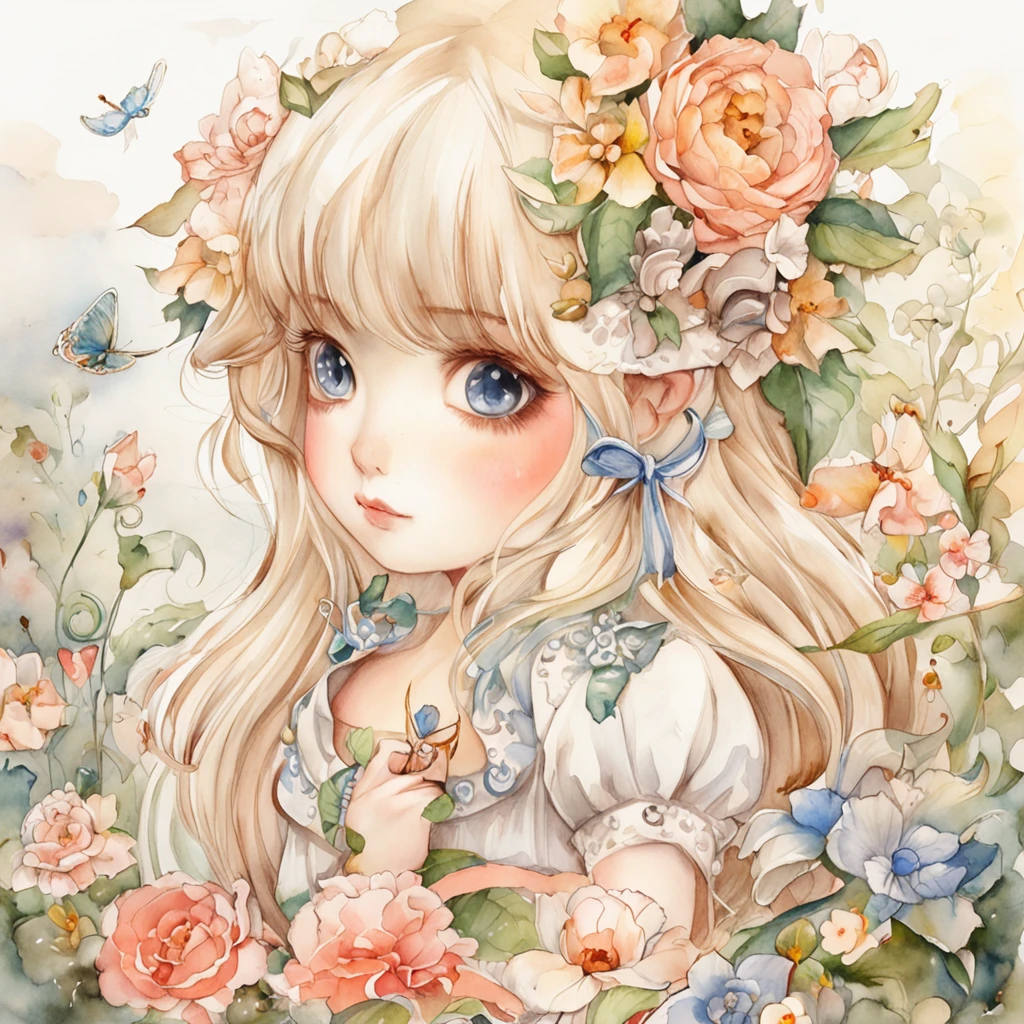 kawaii、3Children of 、tinrl、独奏、character drawing、 stature90CM、No coloring、View does not