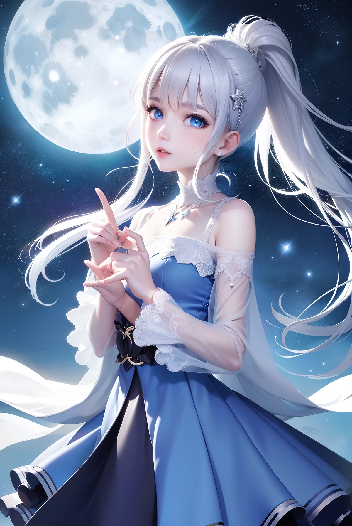 (CG Unity 8K wallpaper with extreme detail, masterpiece, highest quality), (exquisite lighting and shadow, highly dramatic picture, cinematic lens effect), (Sailor Moon: 1.1), double tail, blue eyes, white gloves, mini skirt, dynamic pose), (excellent detail, excellent lighting, wide angle), (excellent rendering and excellent rendering),