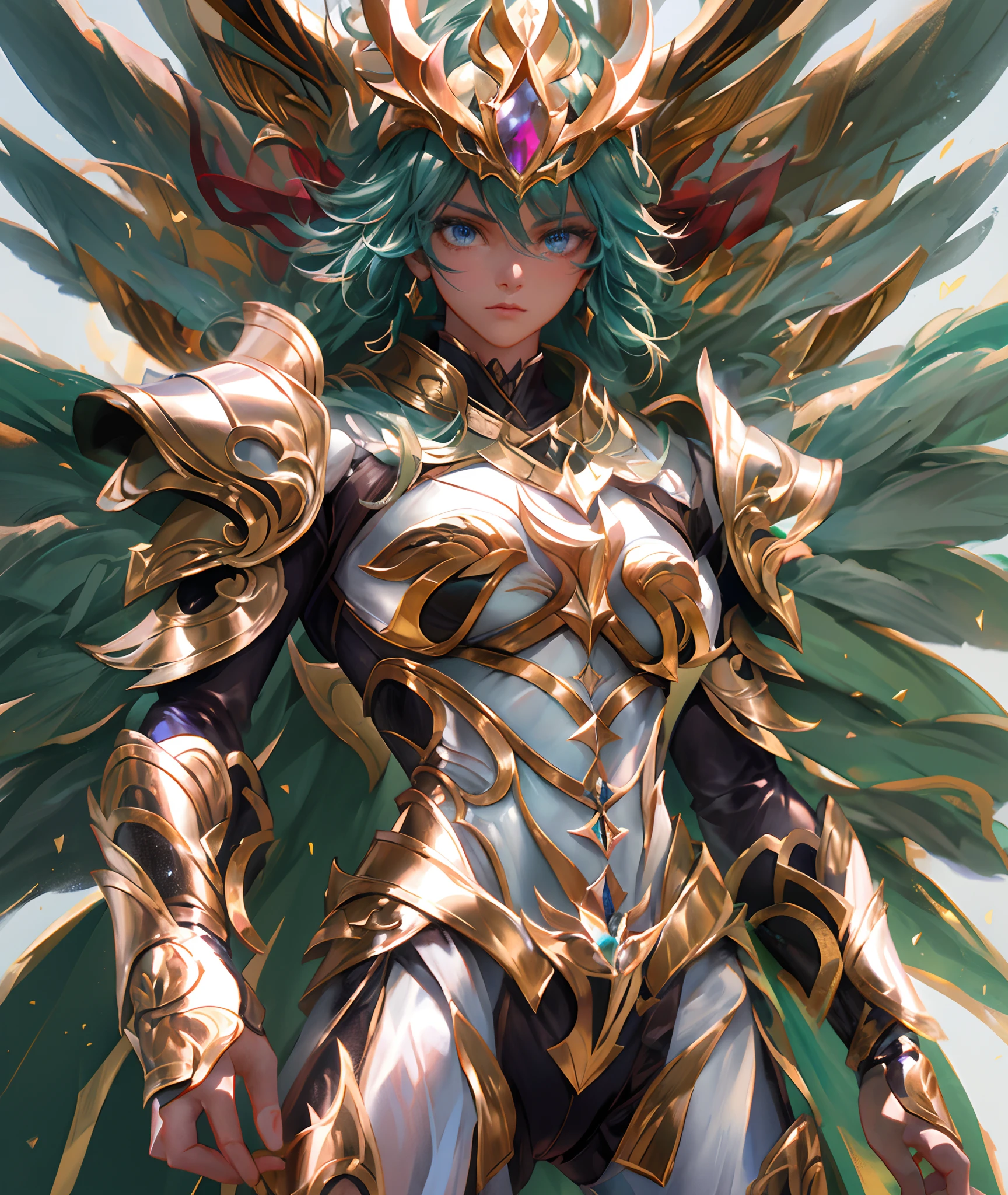 Ultra-high saturation，（tmasterpiece）， fully body photo，（best qualtiy）， （1girll）， starryskybackground，Wearing shiny gold armor， Sexy lingerie type armor，Expose your chest，Expose the waistline，Exposing thighs，cool-pose， Saint Seiya Armor， messy  hair，high detal, Anime style, Cinematic lighting, Sparkle, god light, Ray traching, filmgrain, hyper HD, textureskin, super detailing, Anatomical correct, A high resolution，Ultra-high saturation，hight contrast，High-gloss armor，Smooth skin，Serious expressions,Dark room,