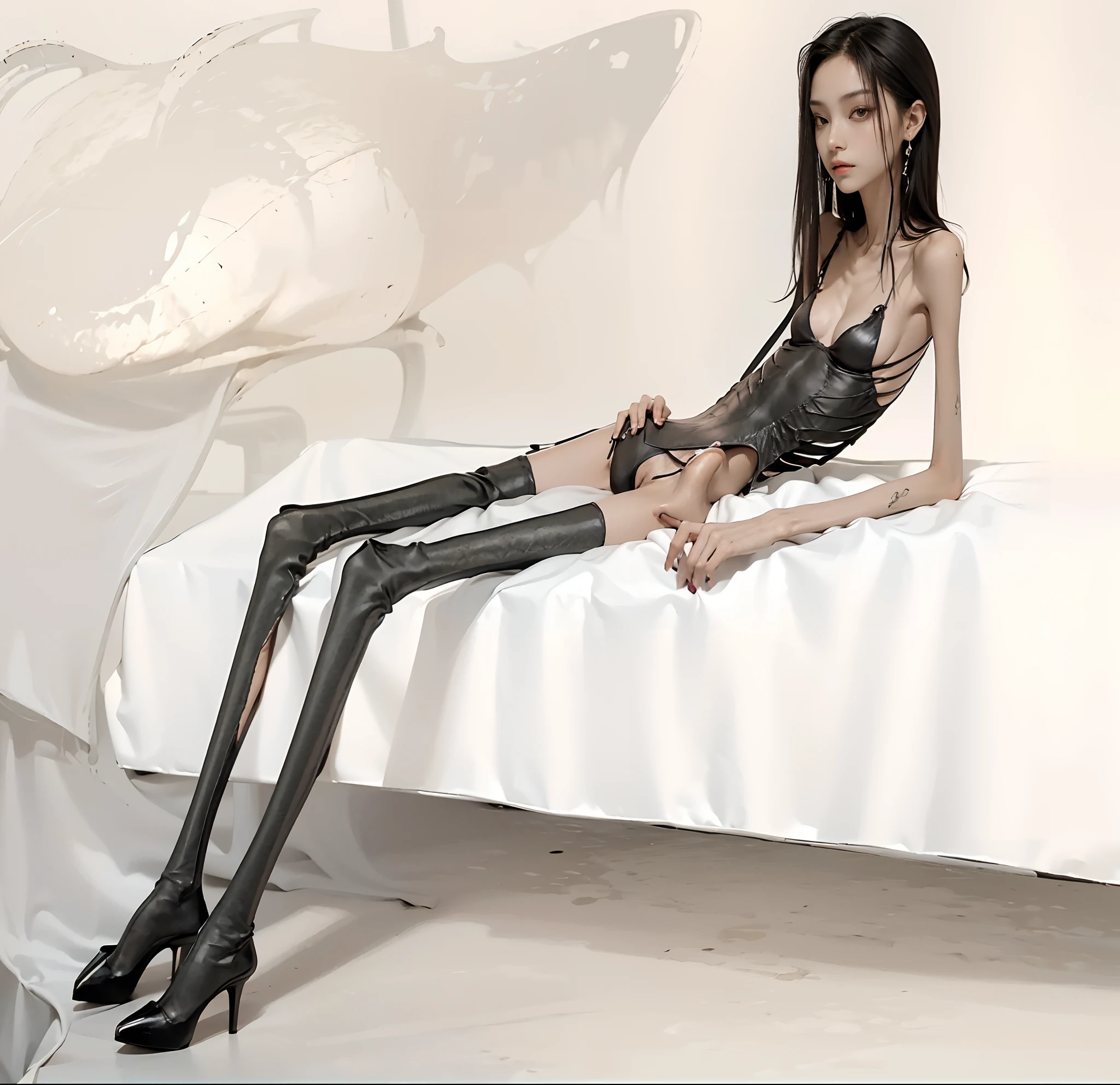 flatchest,Thin,Malnutrition,femele,sternum,chops,the ribs,pelvic bone,big breasts thin waist,Thin leg,As thin as a whipping post