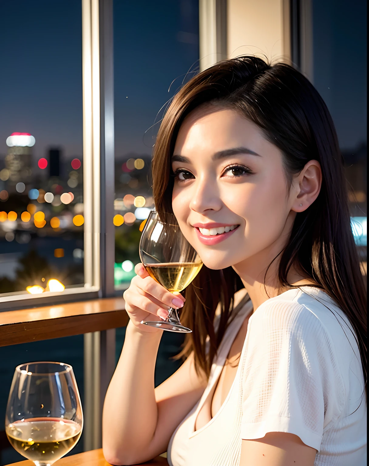 ((Highest quality、8k、masterpiece:1.3))、Whiskey bottles、whiskey、Suntory、Nikka、slimカップル、modelカップル、(Realistic, Intricate details:1.2), full-course dinner、Whiskey bottle and glass on the table、Single Malt、scotch、Rocks glass、Shot Glass、on the rocks、Scotland、Amazing view of the sunset sky and clouds、A bright smile、The wonderfulness of smile、 Beautiful Face, blue eyes, The light shines on your face, blush, short hair,Bright Face、 (Age 37), 3,Two beauties、Brown Hair、Shortcuts、Long sleeve shirt、dress、Beautiful woman 1, (slimな顔), (The body is slim), (Brown Hair), (Shortcuts), cheeks turn a little red,Attractive beauty、restaurant, In a prominent place (From the waist up) Nova Frog Style, actress, model, Upper Body, White wine, slim, smile, (smile: 1.15), Beautiful fine grain, Depth f/2,saturation, High Contrast, Strong light and shadow,Moist Body:1.5、3D texture、Delicate eyes、Brown Hair、The hair is very shiny、