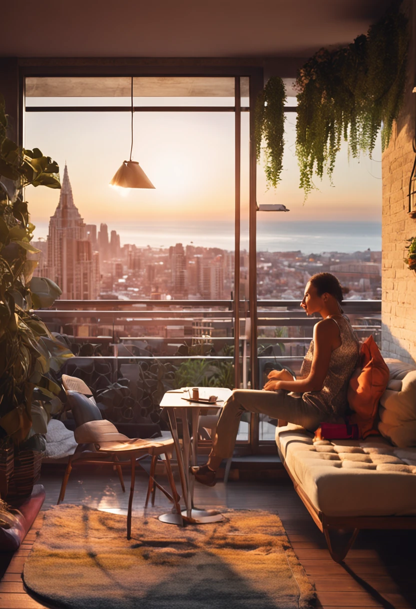 A group of friends are sitting on the balcony of an apartment building, enjoying the view.