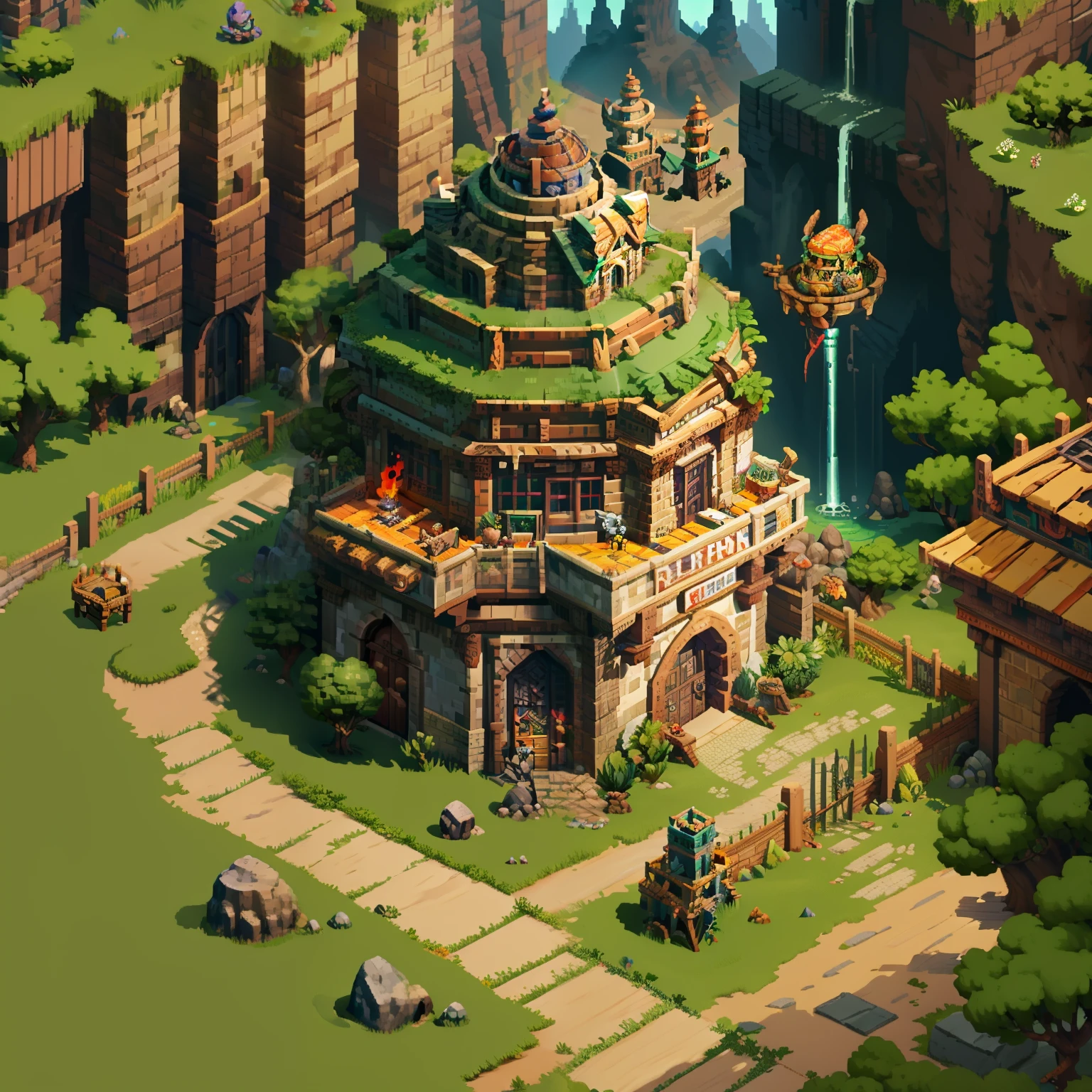 Horizontal pixel games,(Pixel art:1.4),Q version《dungeons and dragons》,borgar,The tree,Wagas,Steps,Wasteland,(Hungry Dragon:1.4),((best qualtiy)),super-fine,8K,A detailed,acurate